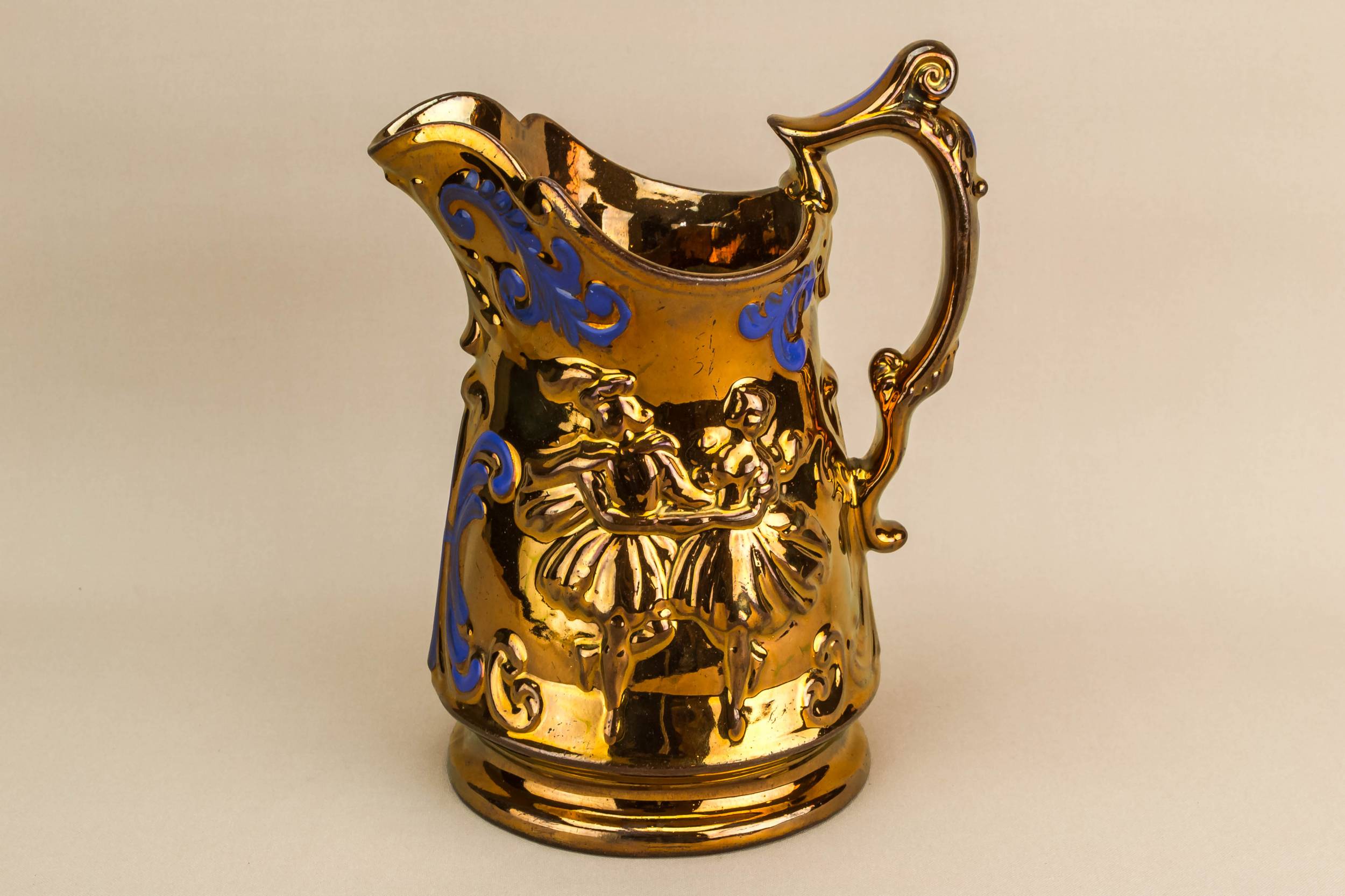 Antique Spectacular Lemonade — Bronze lustre water jug