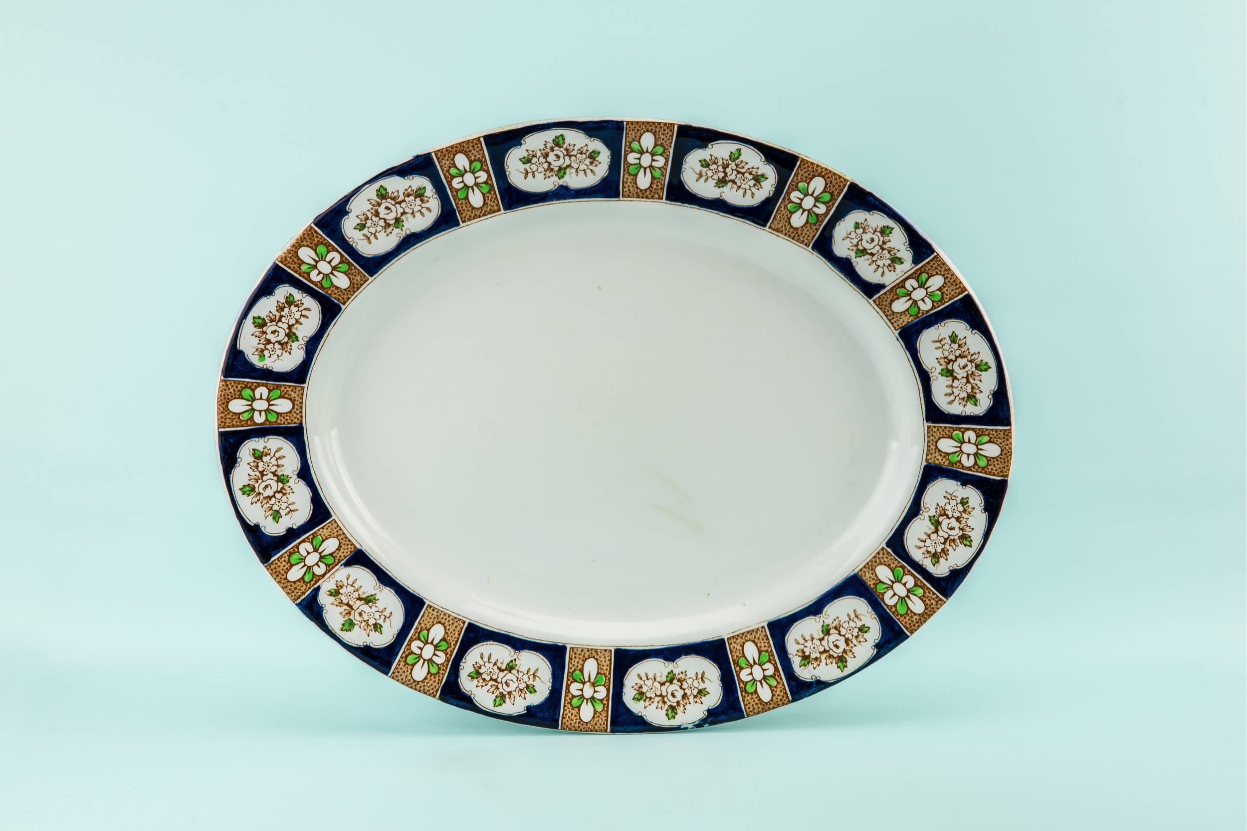 Antique Victorian Ceramic — Flow blue serving platter