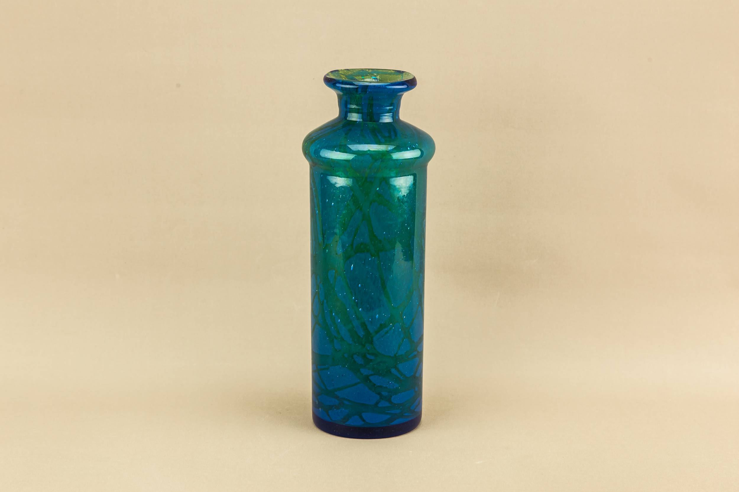Modernist Vintage Abstract — Blue glass Mdina vase
