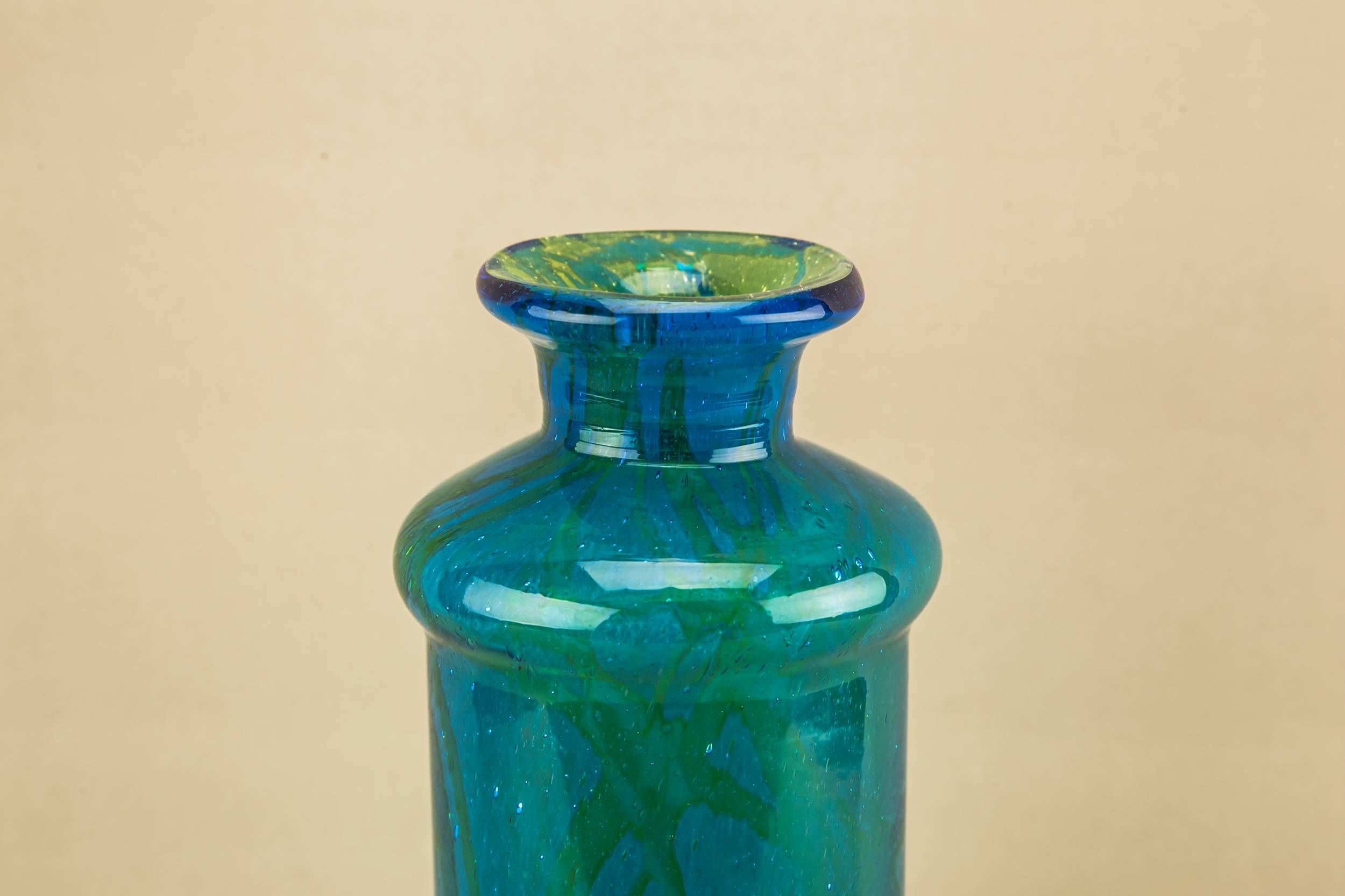 Modernist Vintage Abstract — Blue glass Mdina vase 1