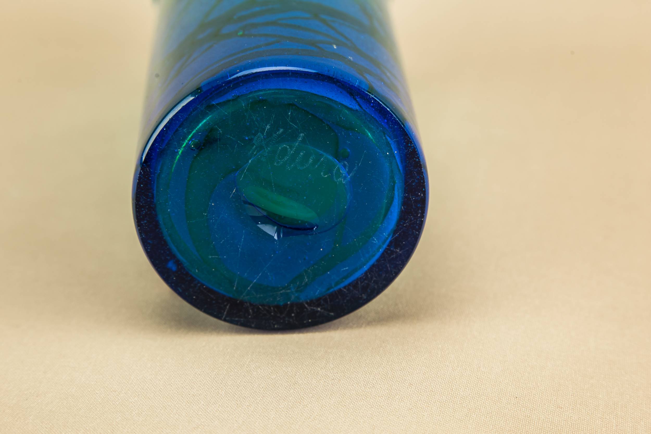 Modernist Vintage Abstract — Blue glass Mdina vase 2