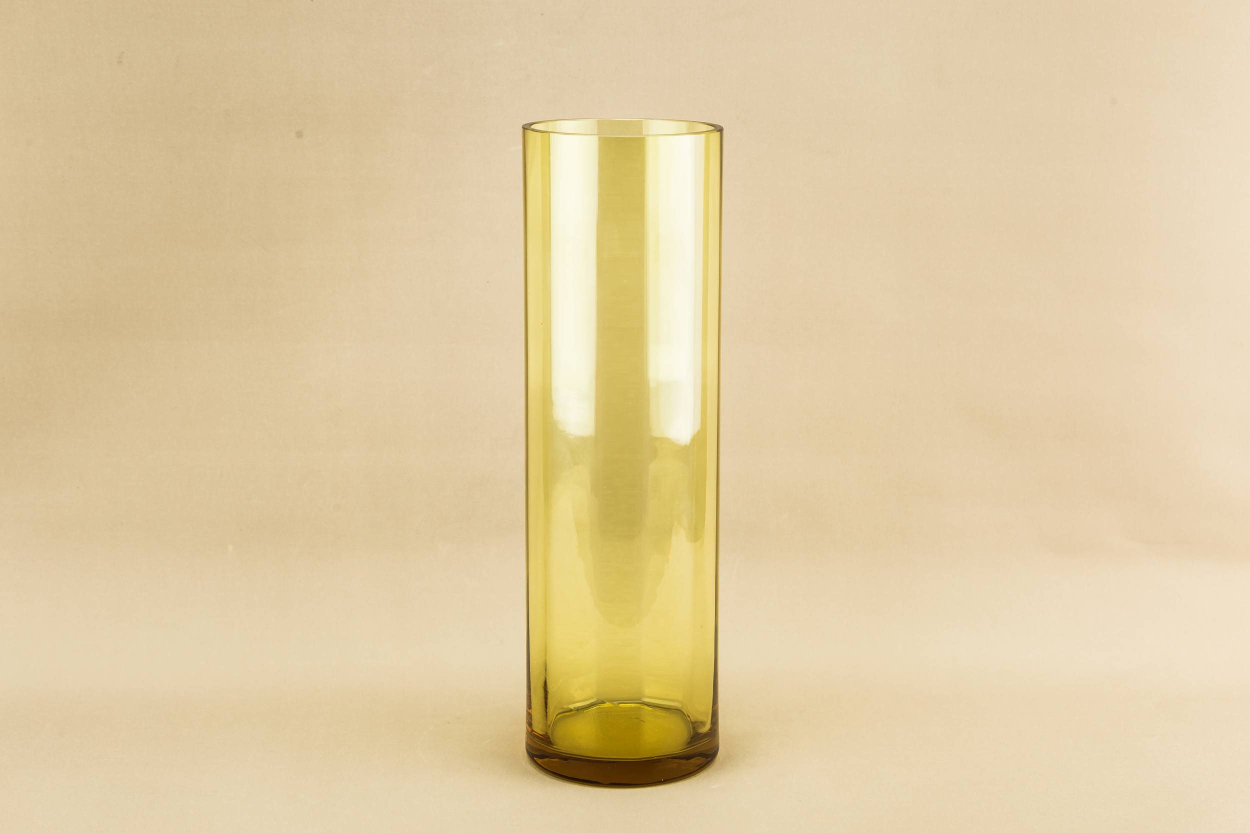 Elegant Amber Blown — Tall amber glass vase
