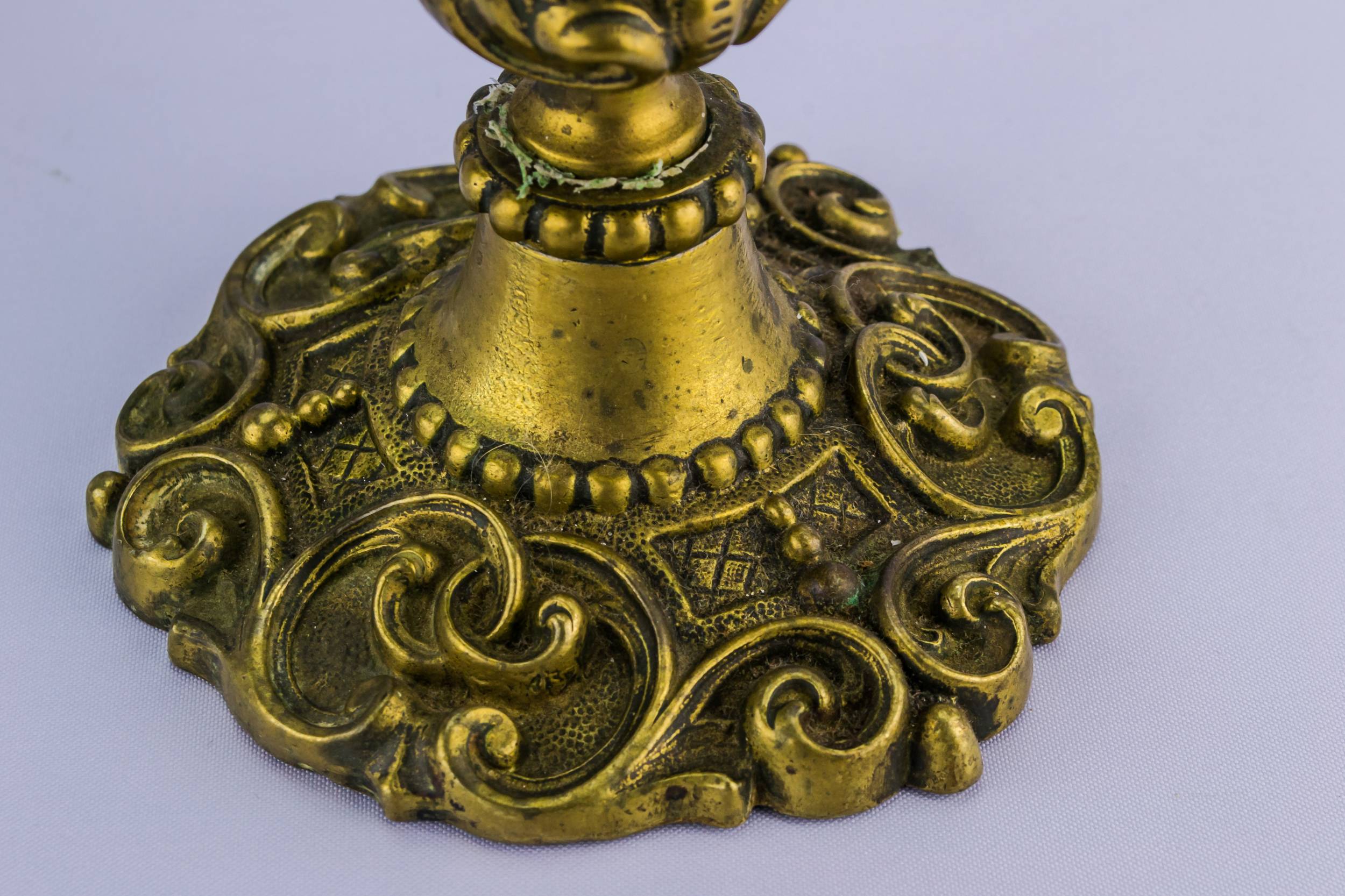 Brass Antique Floral — 2 brass candlesticks 1