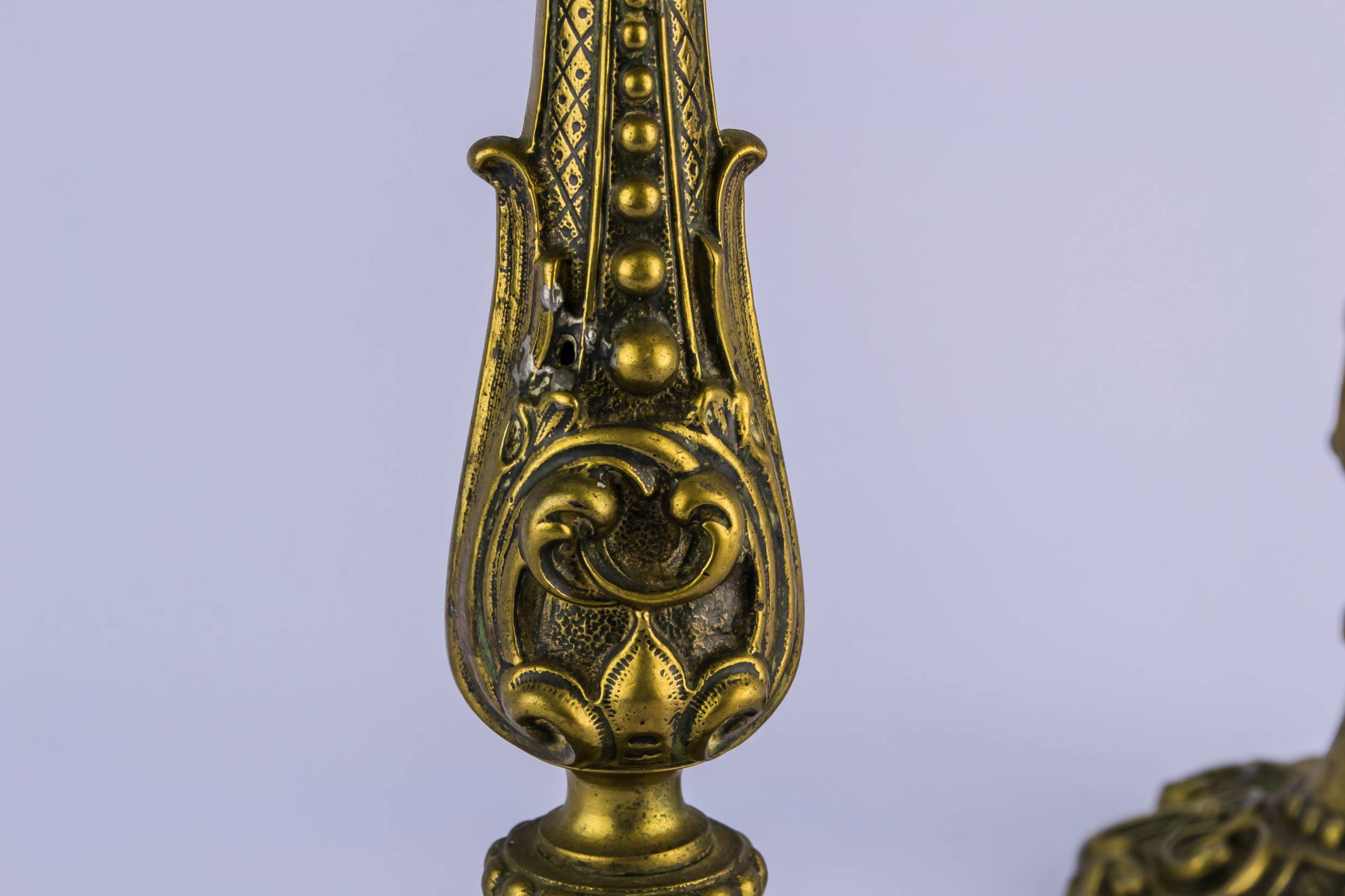 Brass Antique Floral — 2 brass candlesticks 2