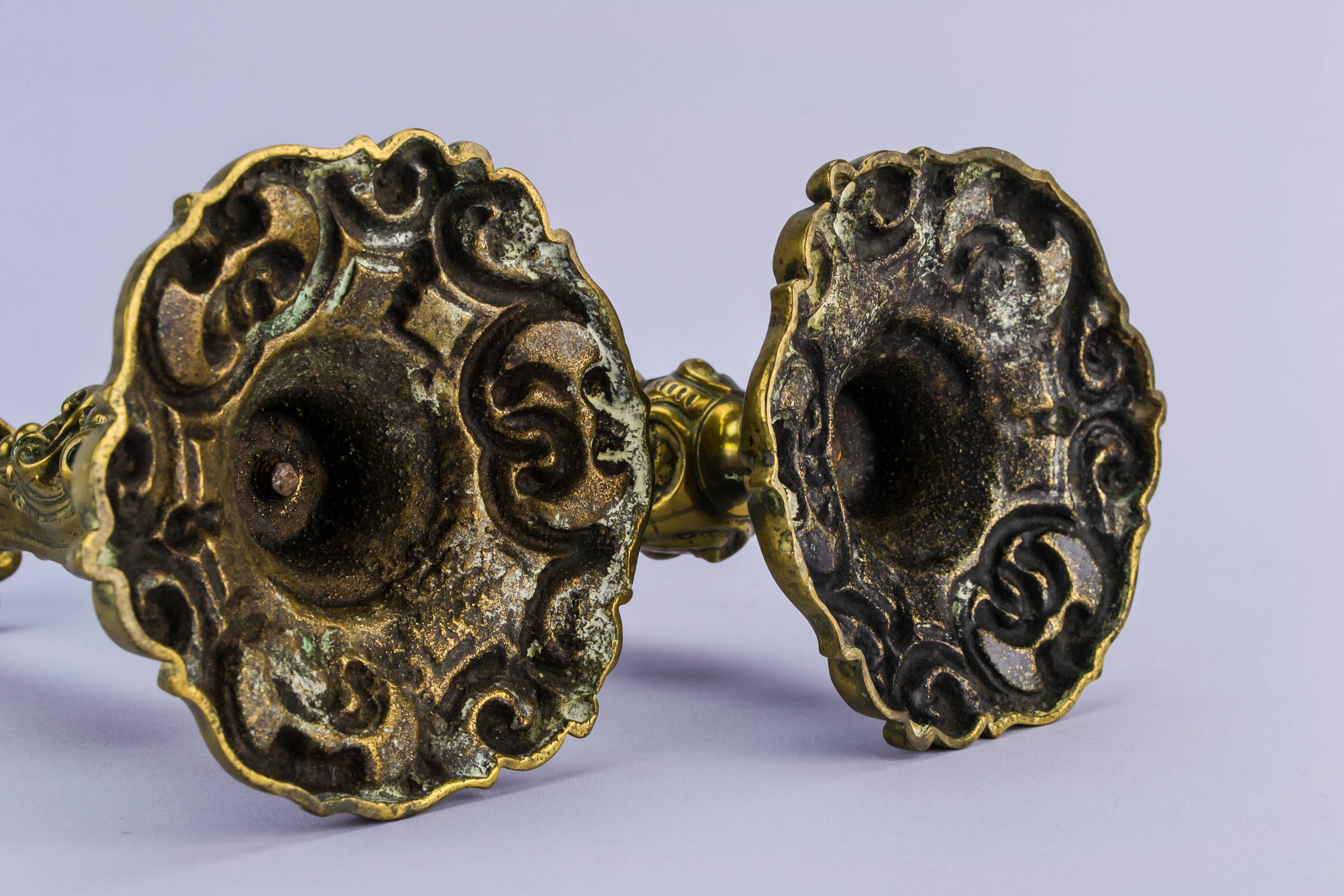 Brass Antique Floral — 2 brass candlesticks 5