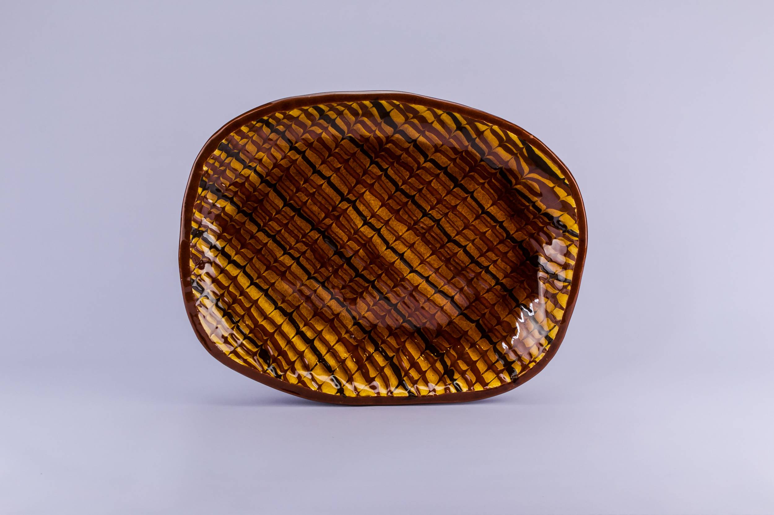 Vintage Retro PLATTER — Brown ceramic platter