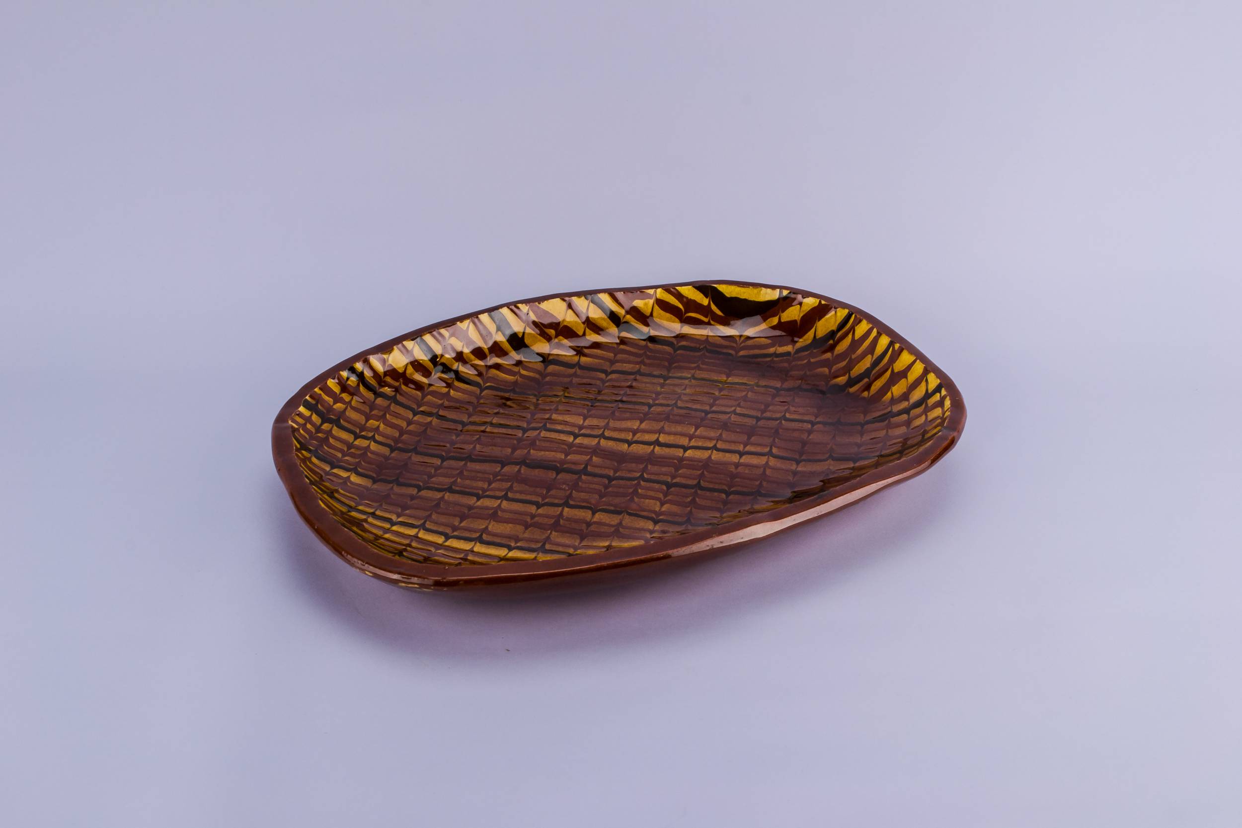 Vintage Retro PLATTER — Brown ceramic platter 2