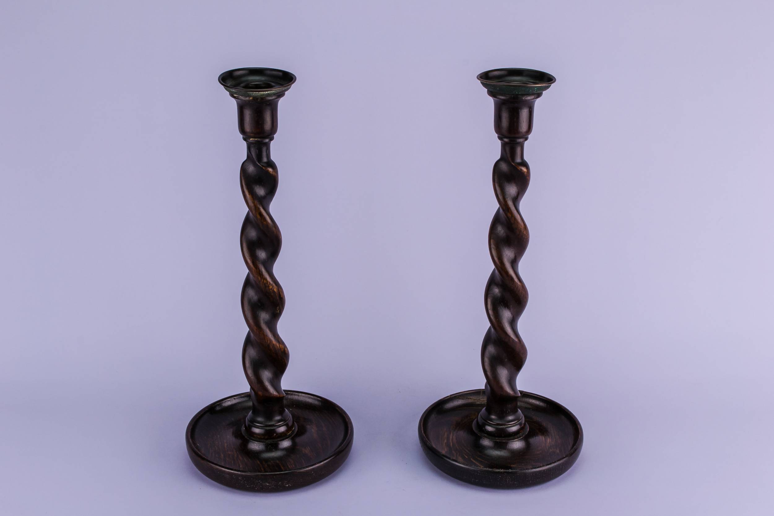 Tall Classical Oak — 2 tall oak candlesticks