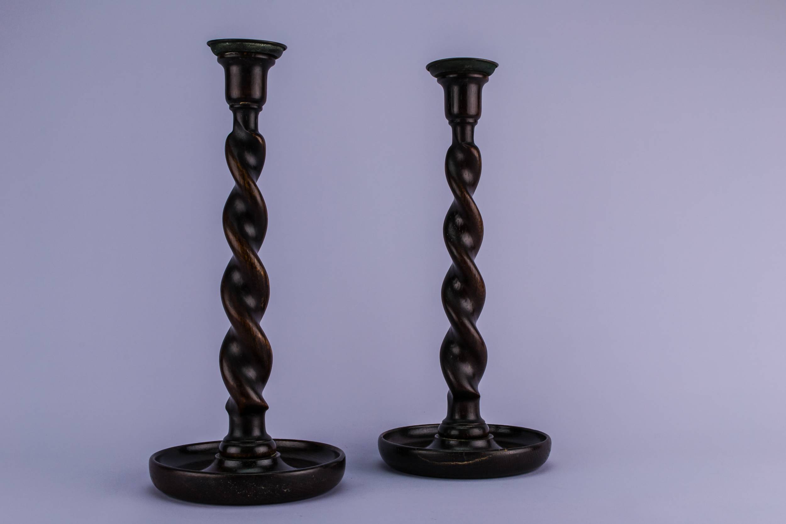 Tall Classical Oak — 2 tall oak candlesticks 3