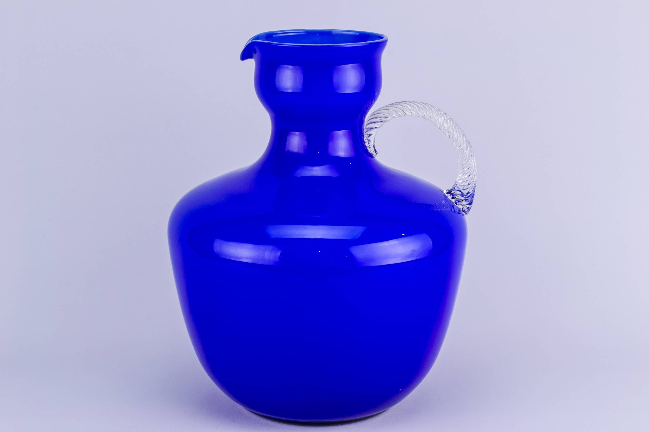 Glass Bold Rope — Large blue glass jug