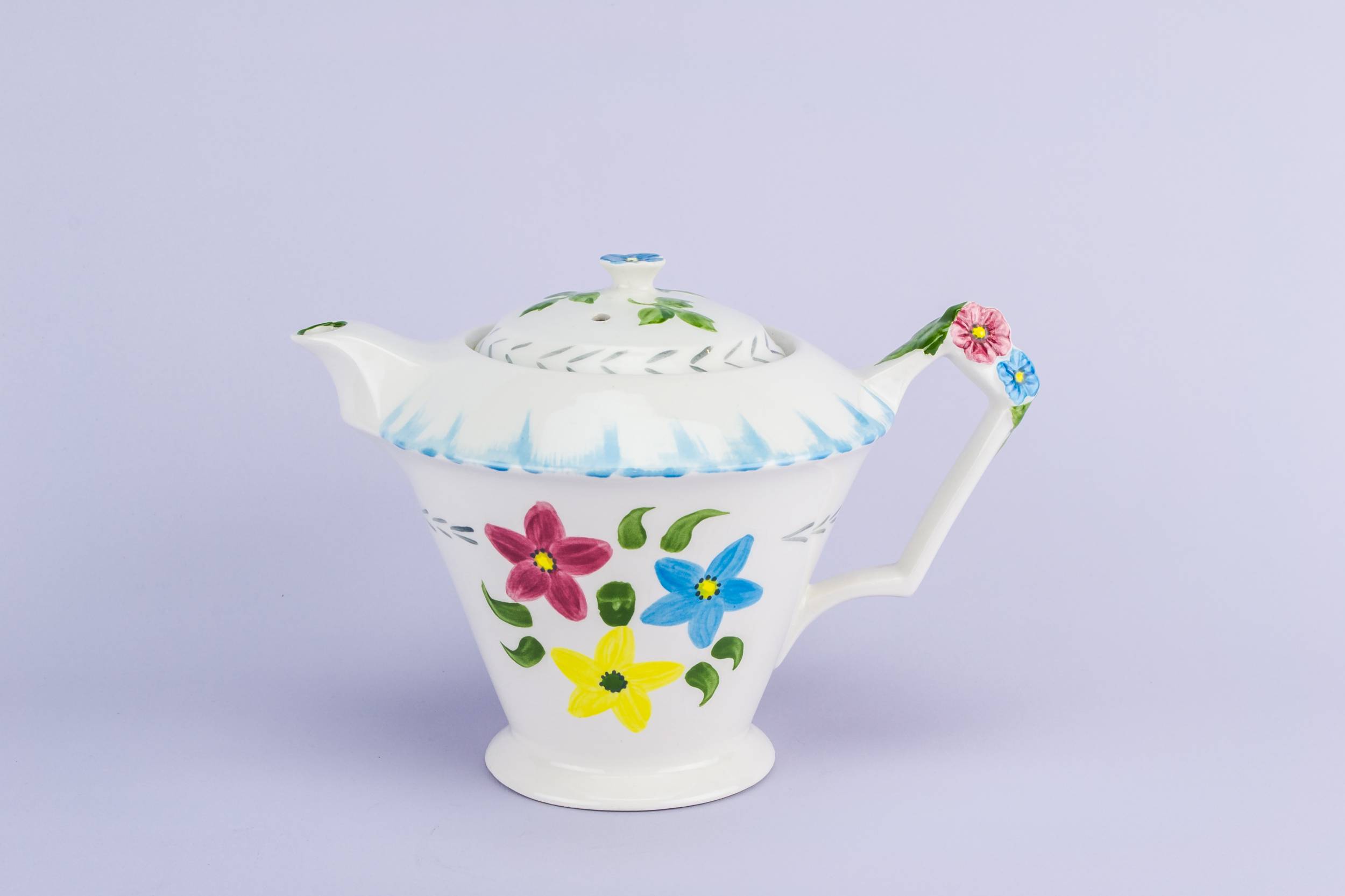 White Art Deco — Colourful ceramic teapot
