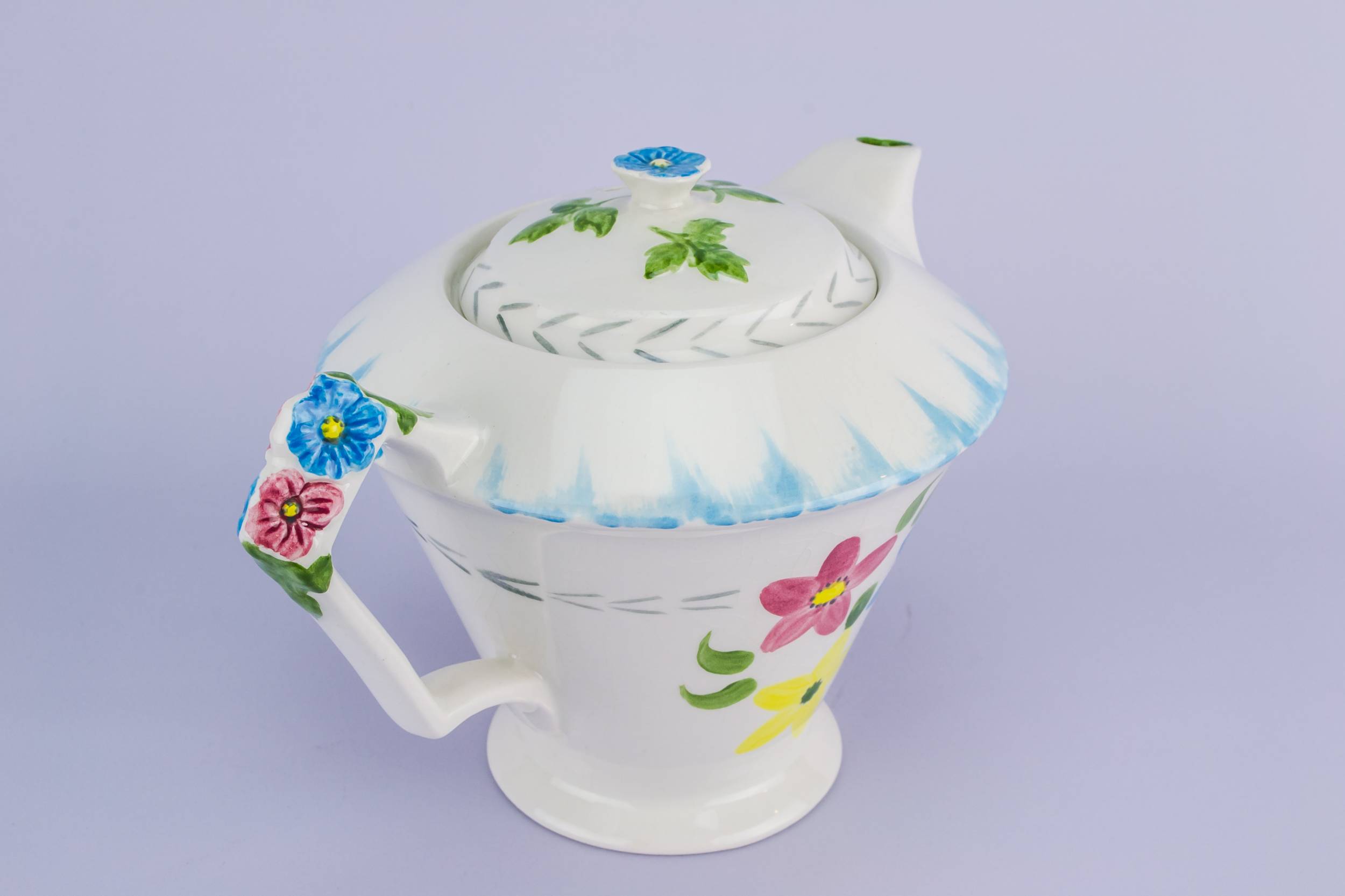 White Art Deco — Colourful ceramic teapot 1