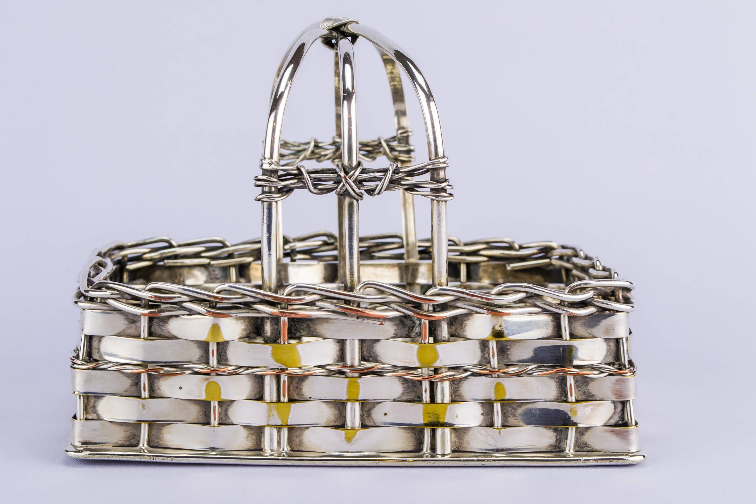 Antique Novelty Woven — Silver plated basket bowl 1