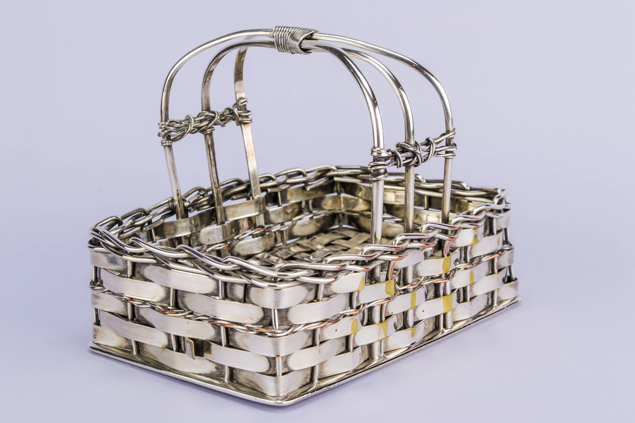 Antique Novelty Woven — Silver plated basket bowl 2