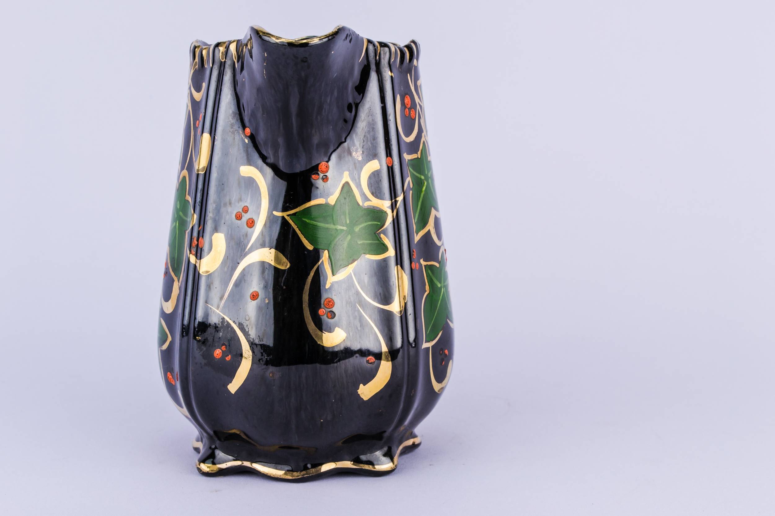 Antique Victorian Wine — Small black floral jug 2