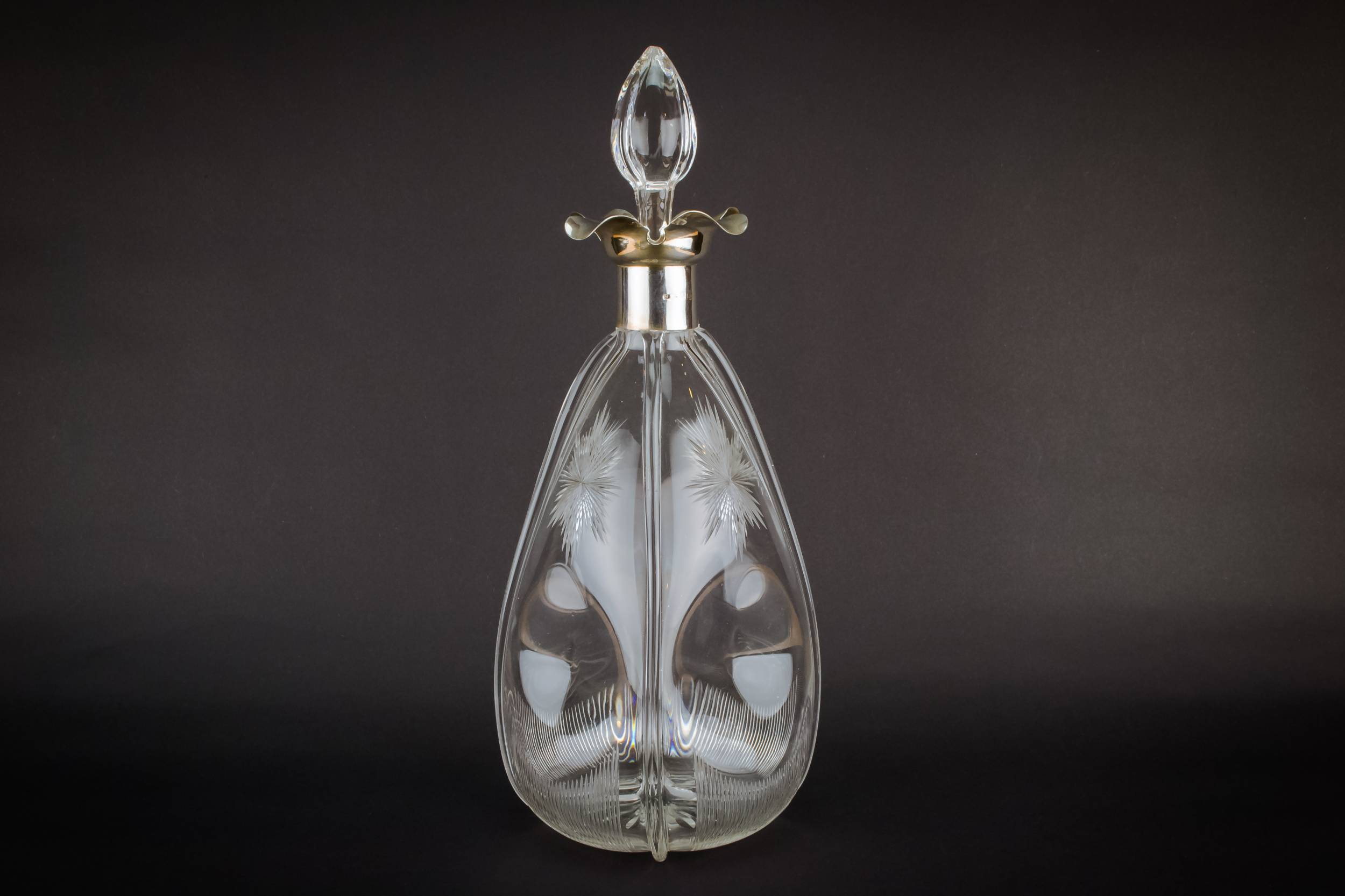 Blown Glass Sterling — Glass and silver decanter