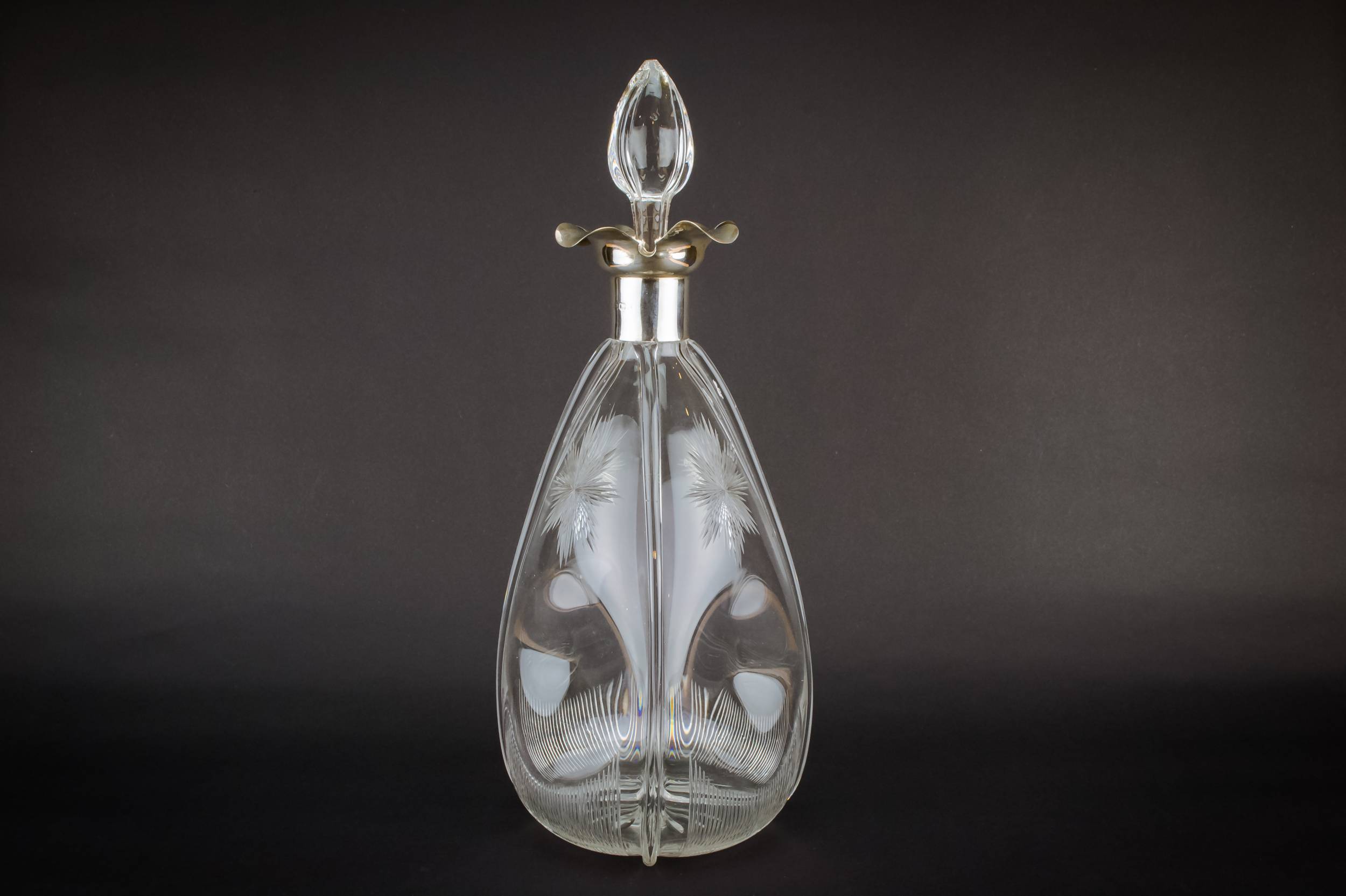 Blown Glass Sterling — Glass and silver decanter 8