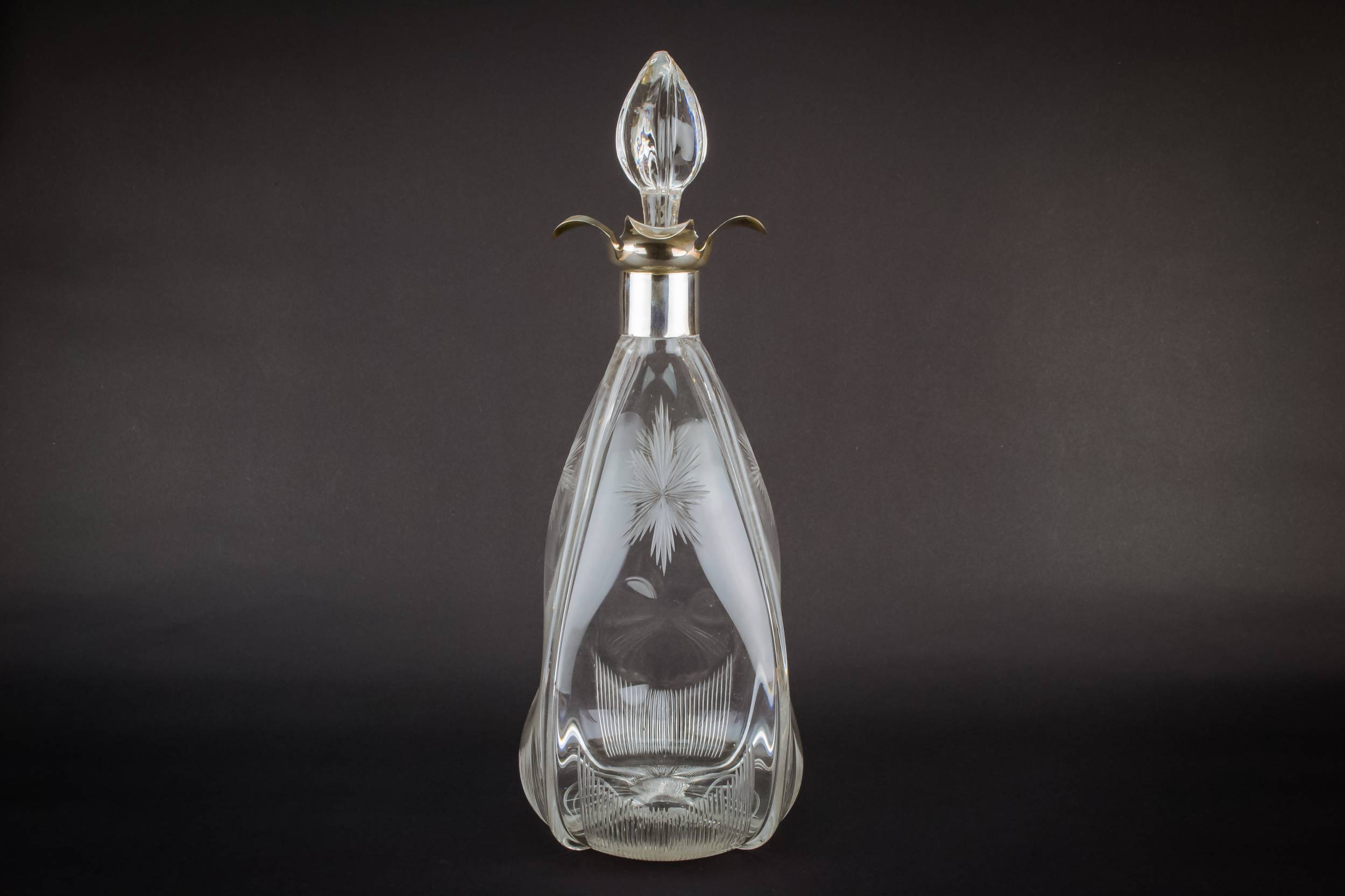 Blown Glass Sterling — Glass and silver decanter 9