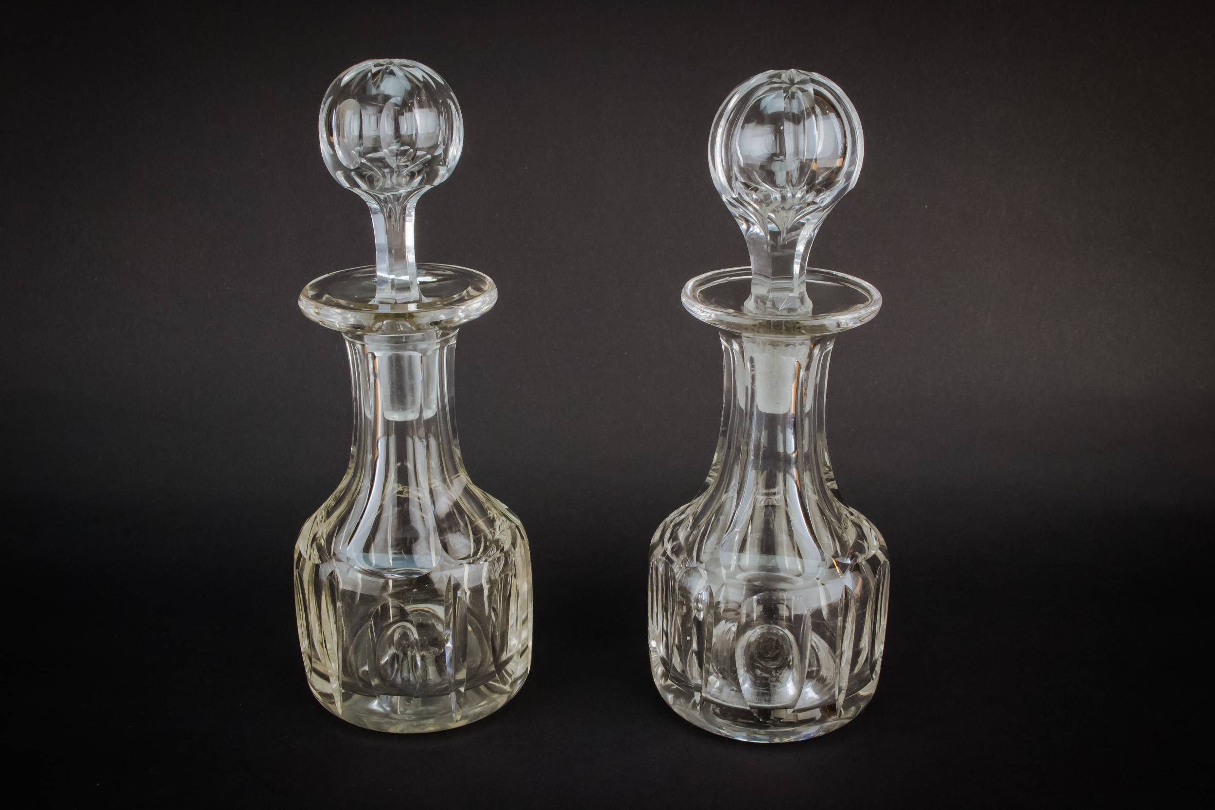 Antique Pair of — 2 small glass decanters