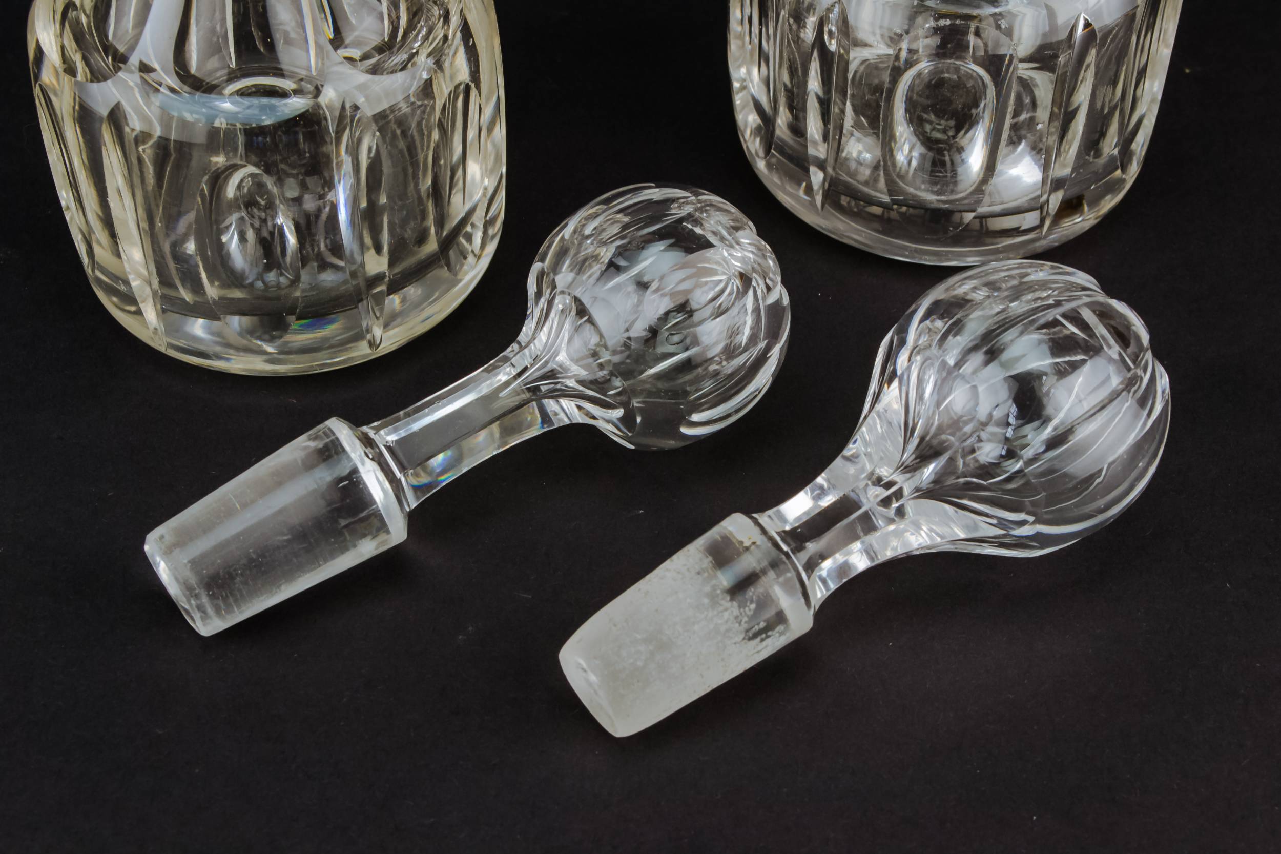 Antique Pair of — 2 small glass decanters 1