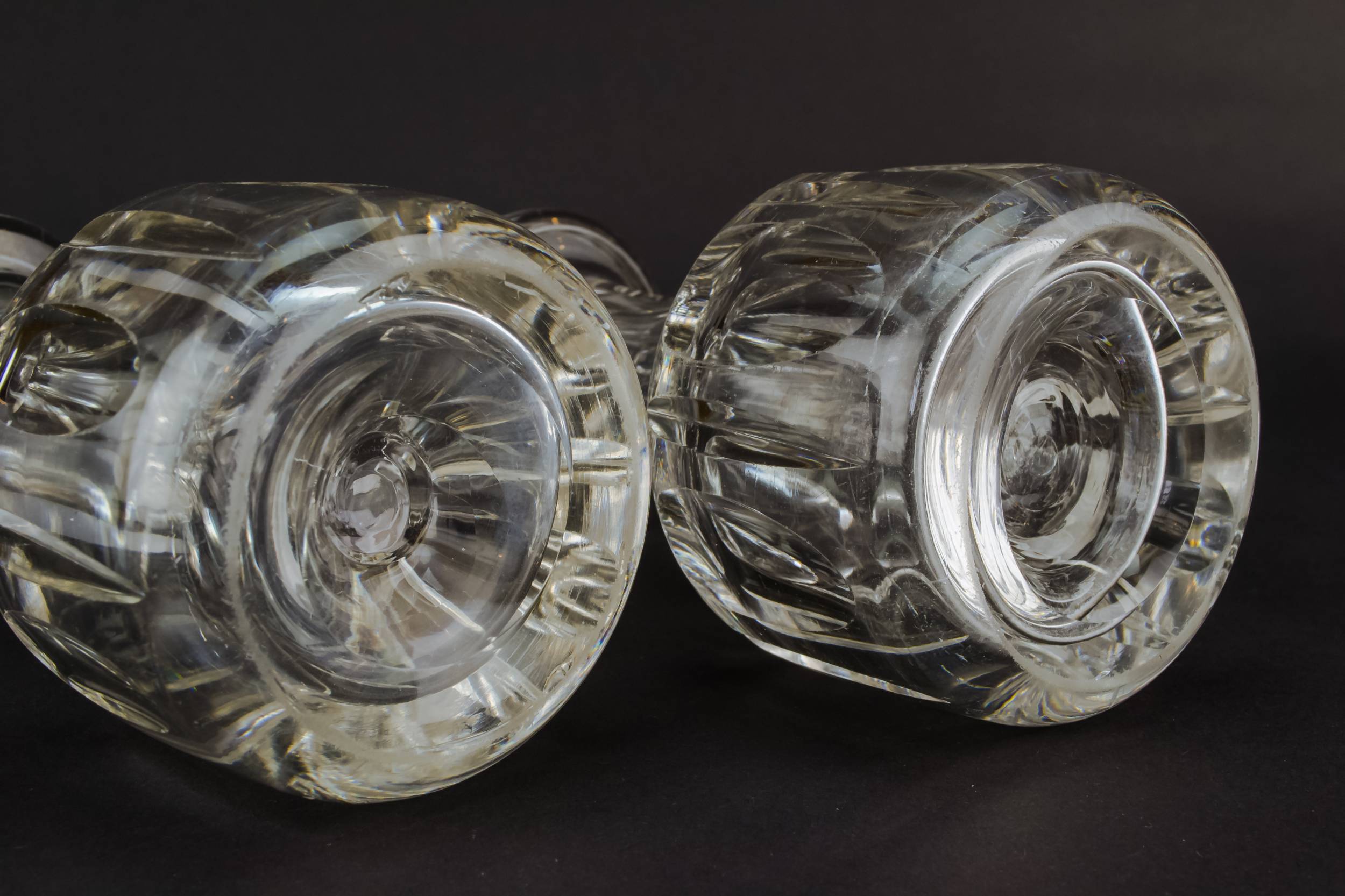 Antique Pair of — 2 small glass decanters 4