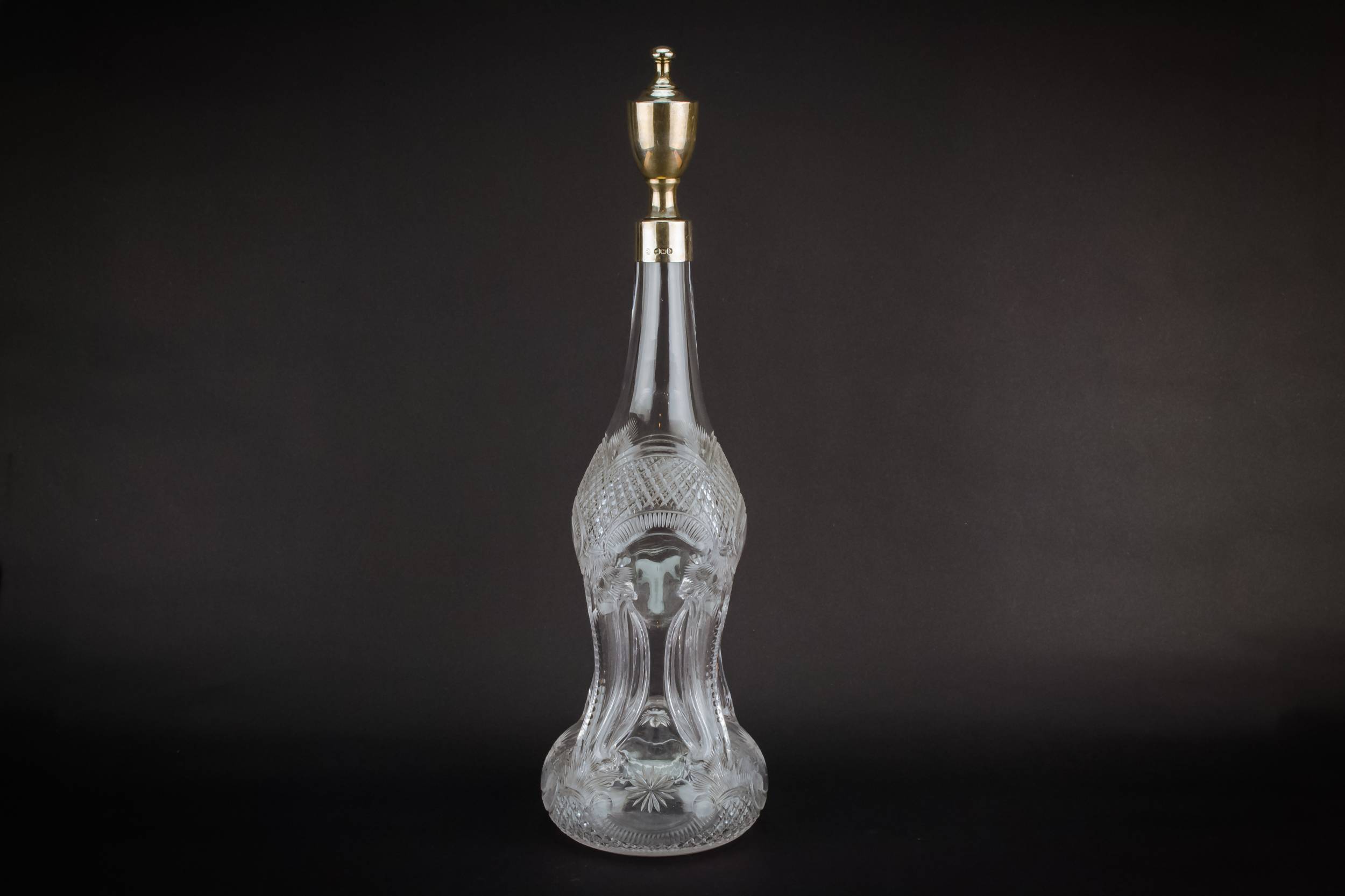 Blown Glass Silver — Tall glass & silver decanter 1