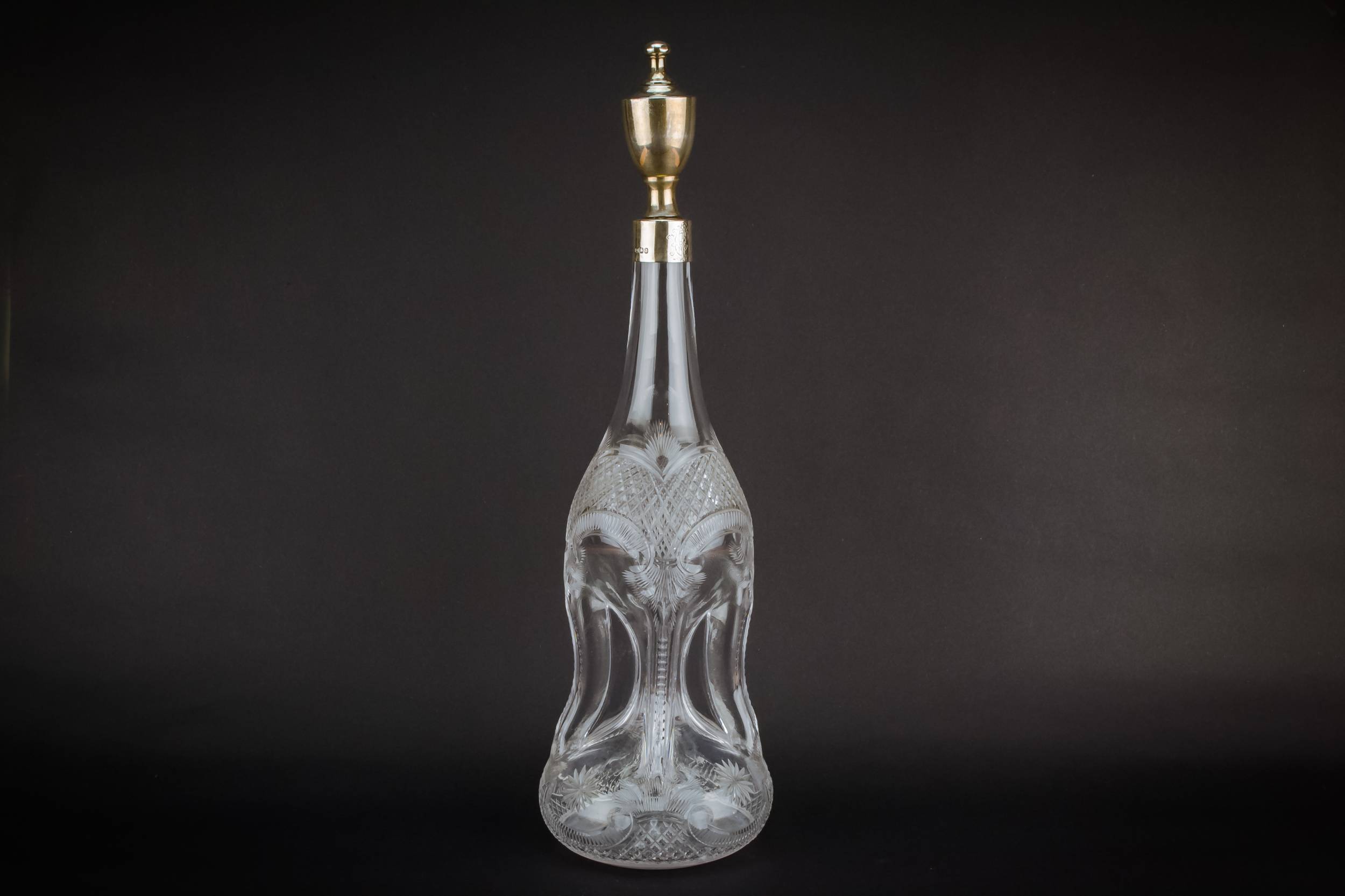 Blown Glass Silver — Tall glass & silver decanter