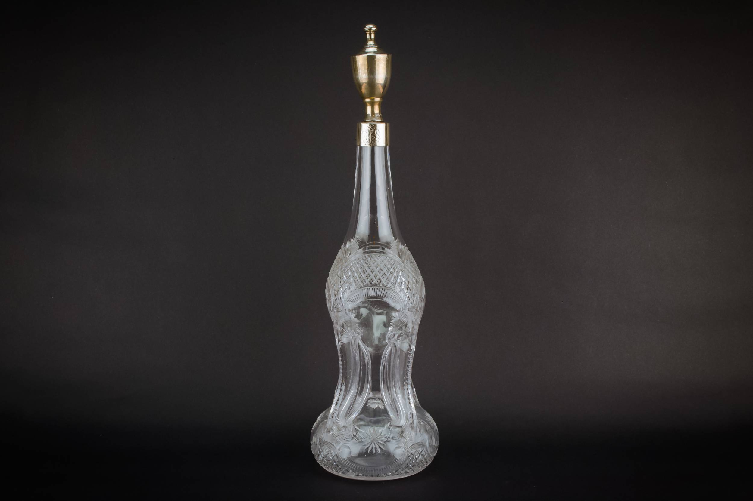 Blown Glass Silver — Tall glass & silver decanter 7