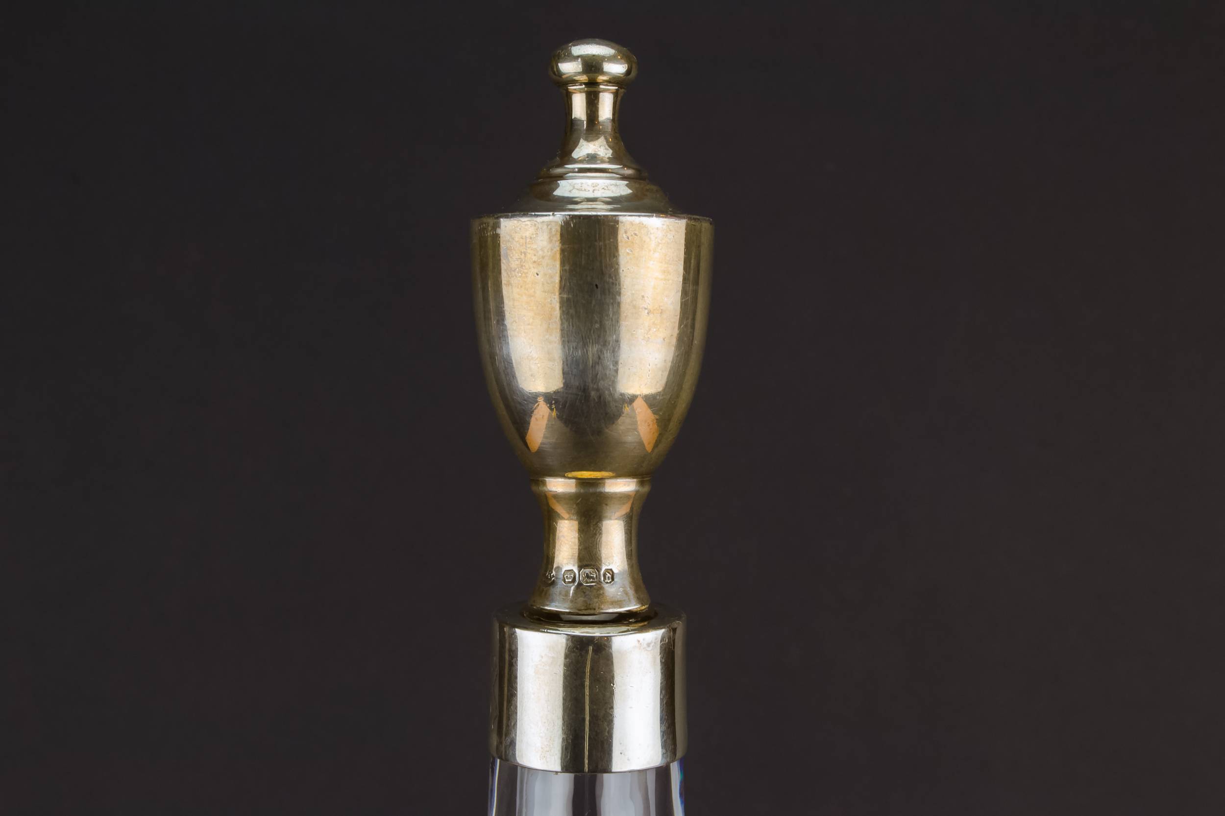 Blown Glass Silver — Tall glass & silver decanter 6