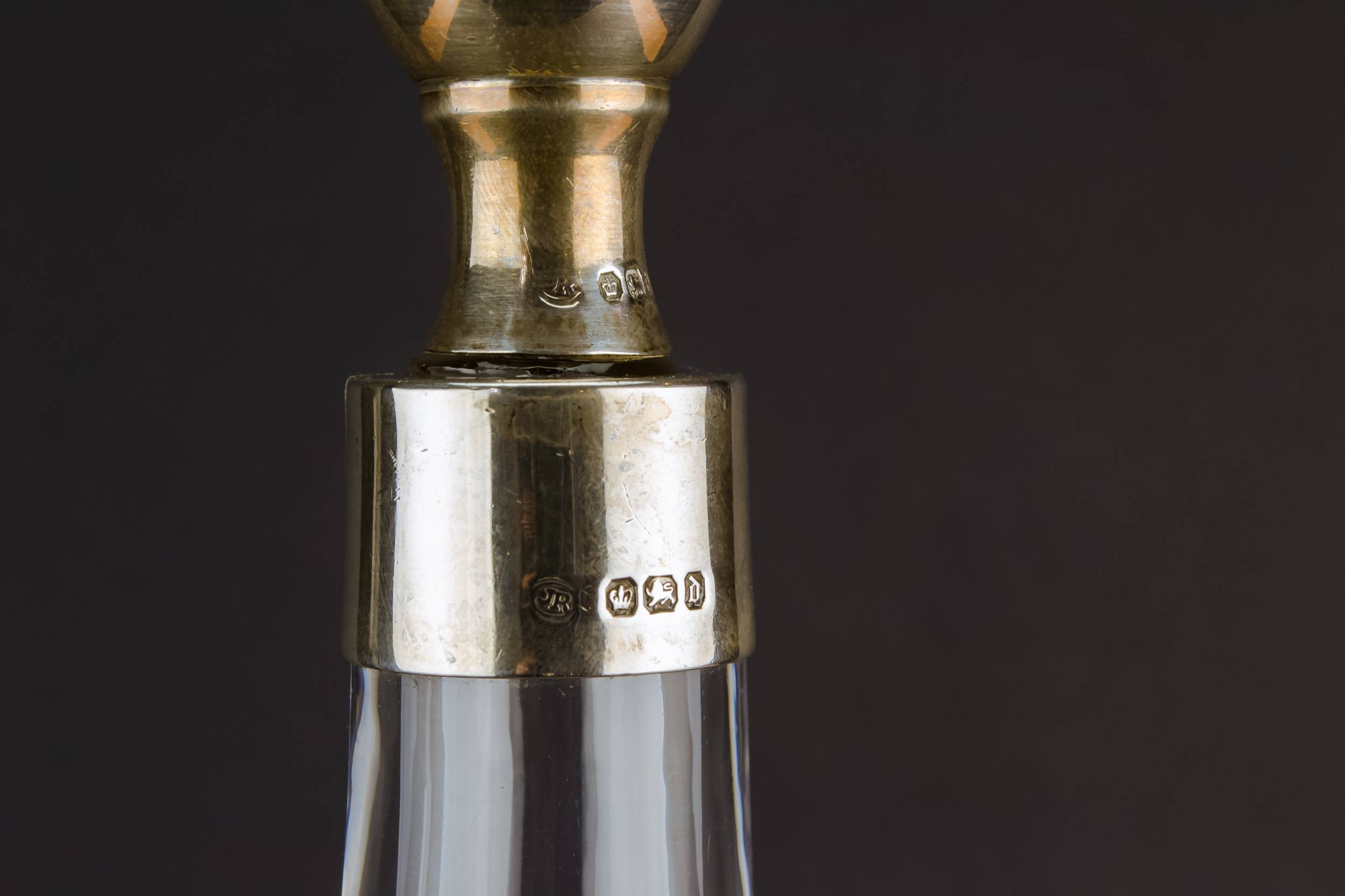 Blown Glass Silver — Tall glass & silver decanter 8
