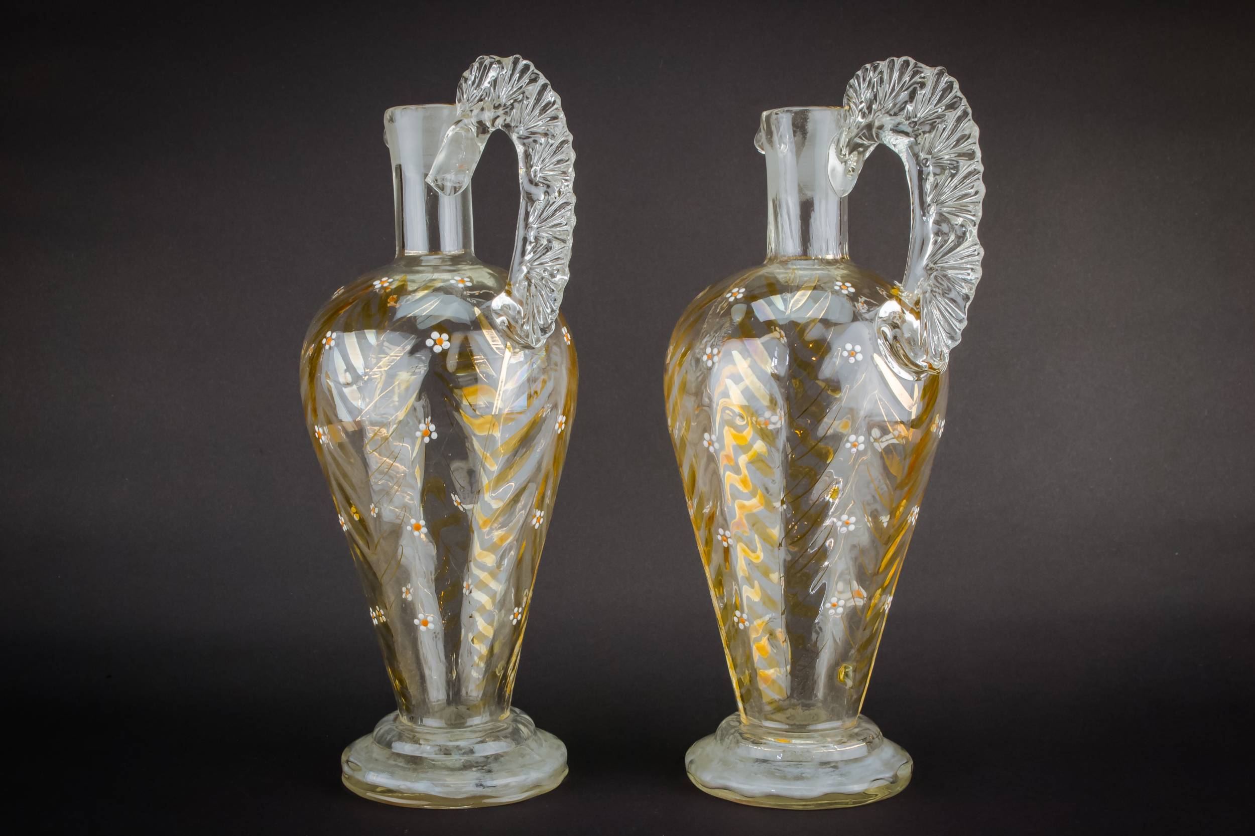 Antique Blown Glass — 2 wine gilded decanters 1