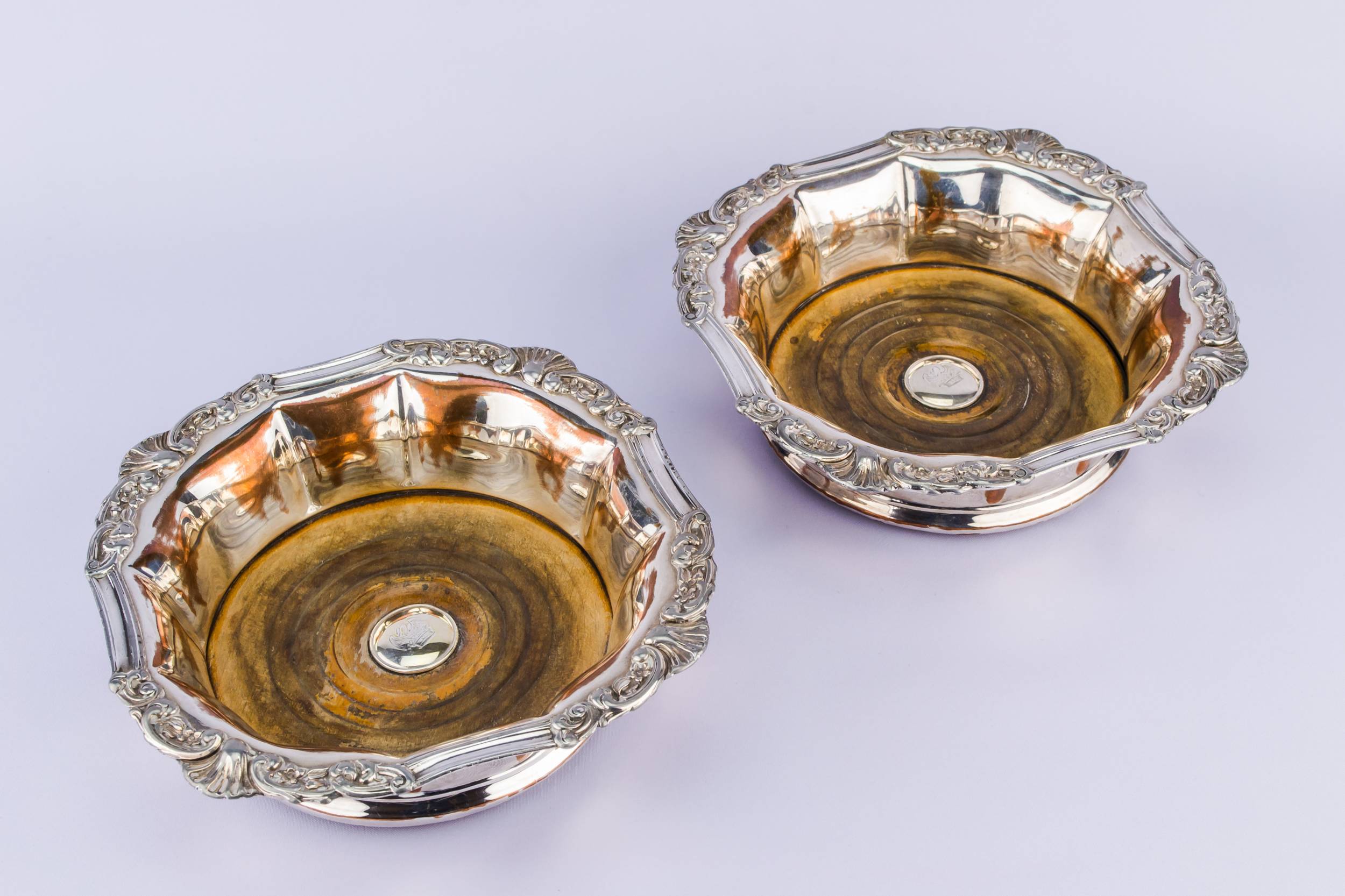 Silver Plated Neo-classical — 2 silver plated coasters 6
