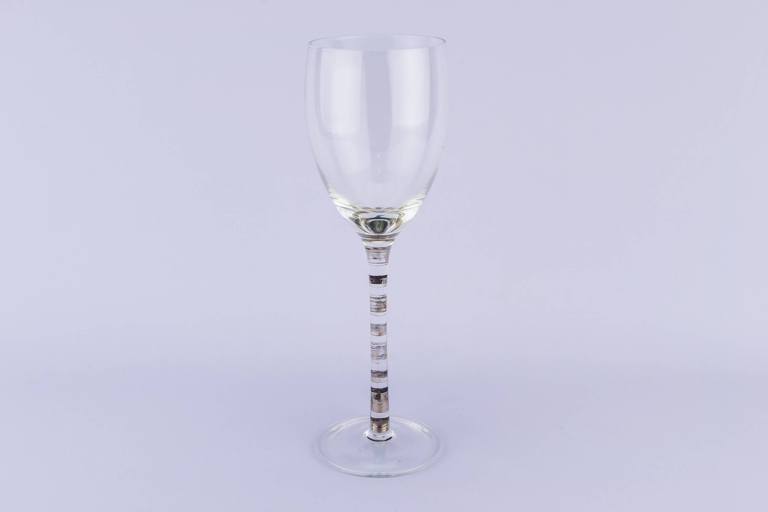 Vintage Mid-century Modern — 4 silvered stem wine glasses