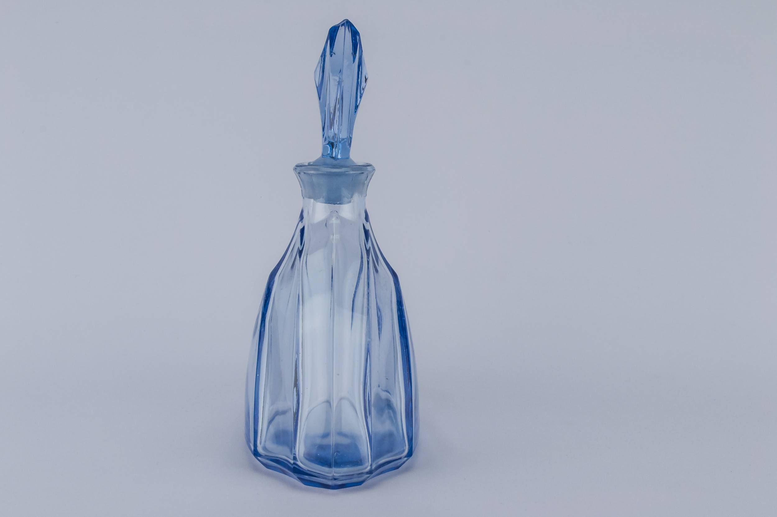 Moulded Glass Tapered — Blue glass decanter 1