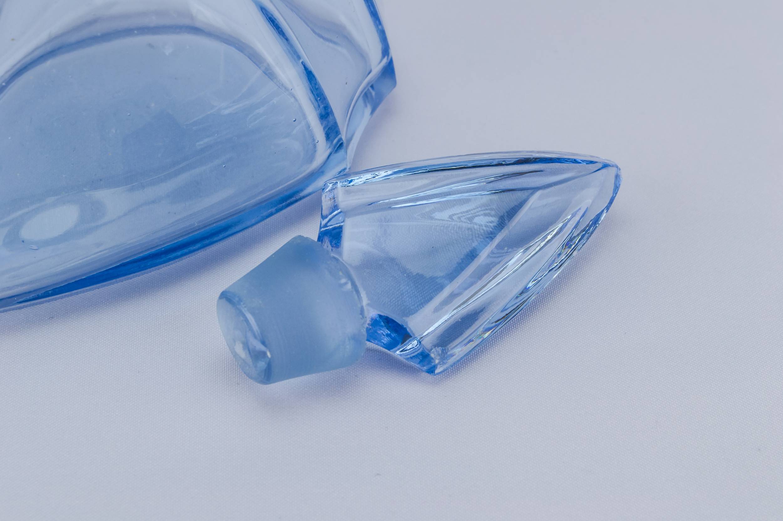 Moulded Glass Tapered — Blue glass decanter 2