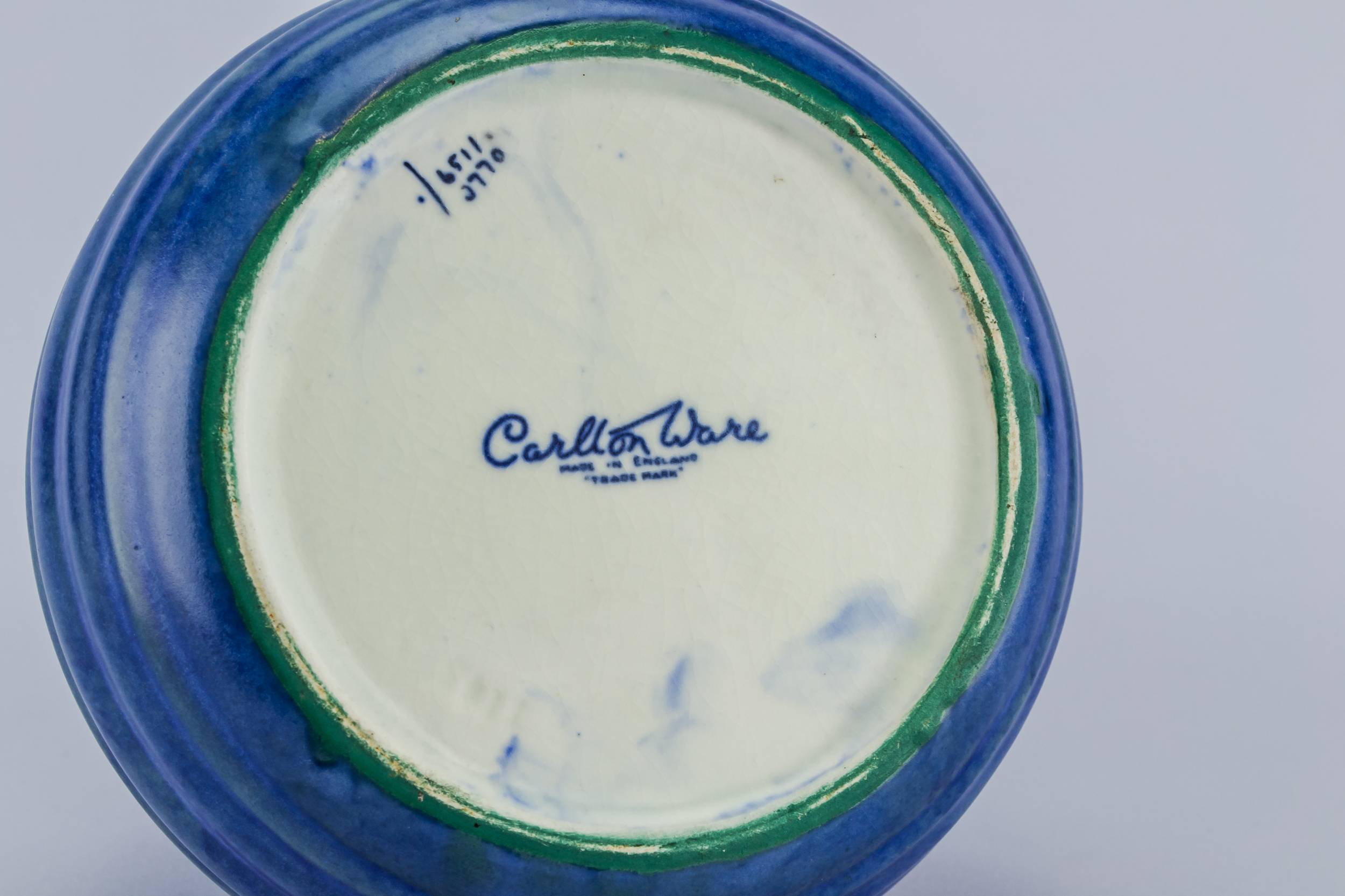 Elegant Vintage Ceramic — Carlton Ware blue vase 3