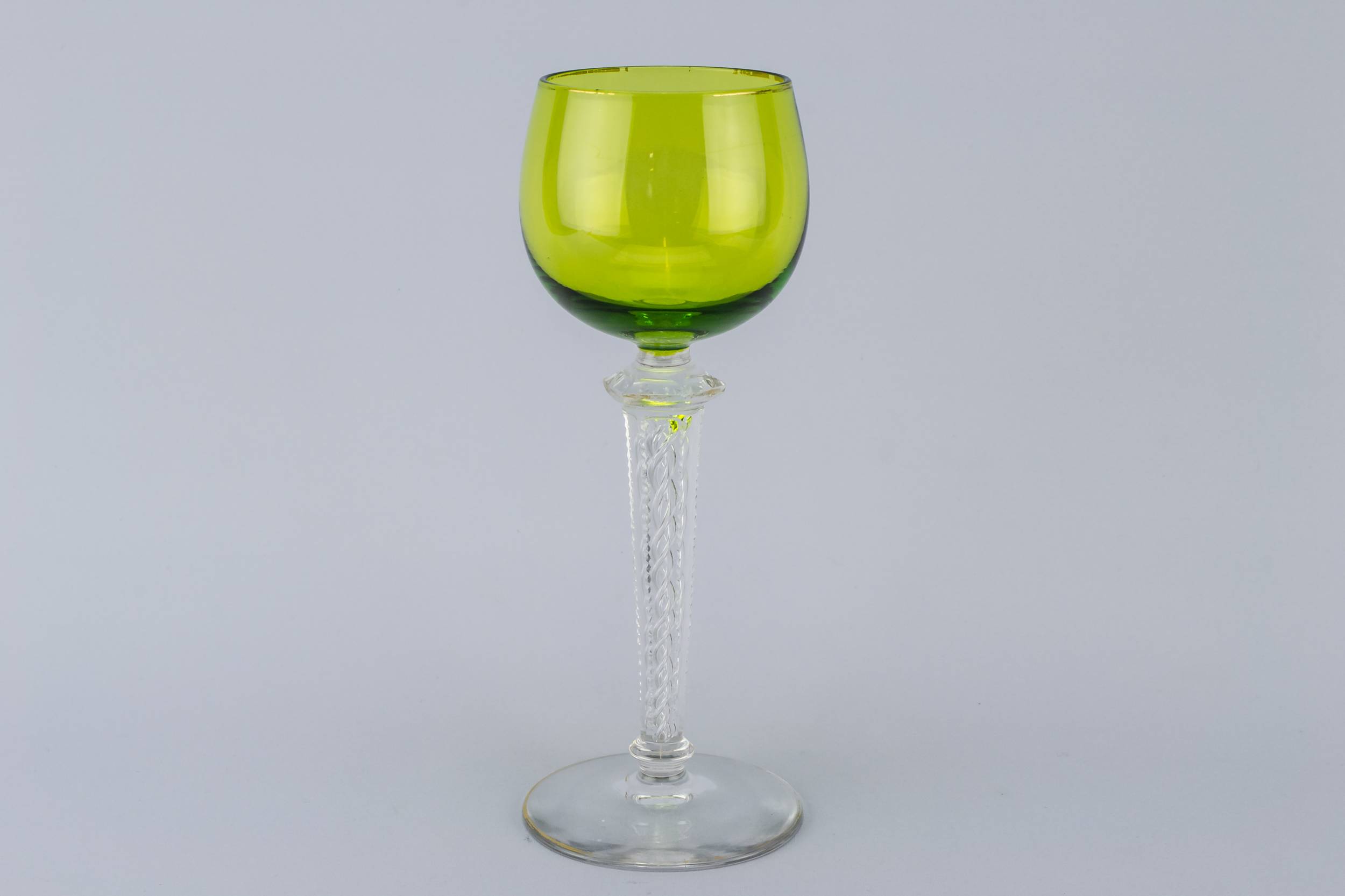 Blown Green 75 — 2 airtwist stem wine glasses
