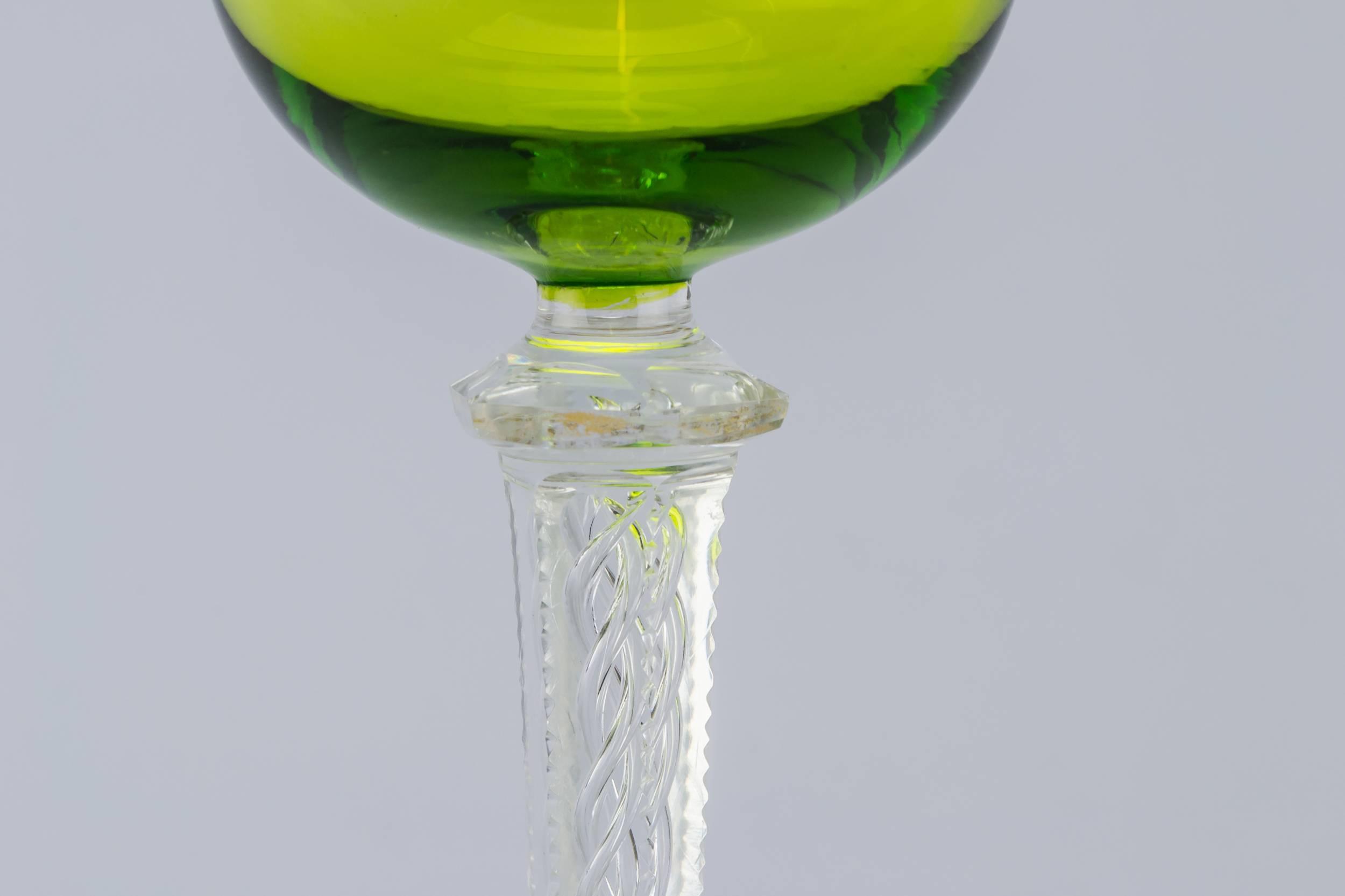 Blown Green 75 — 2 airtwist stem wine glasses 1