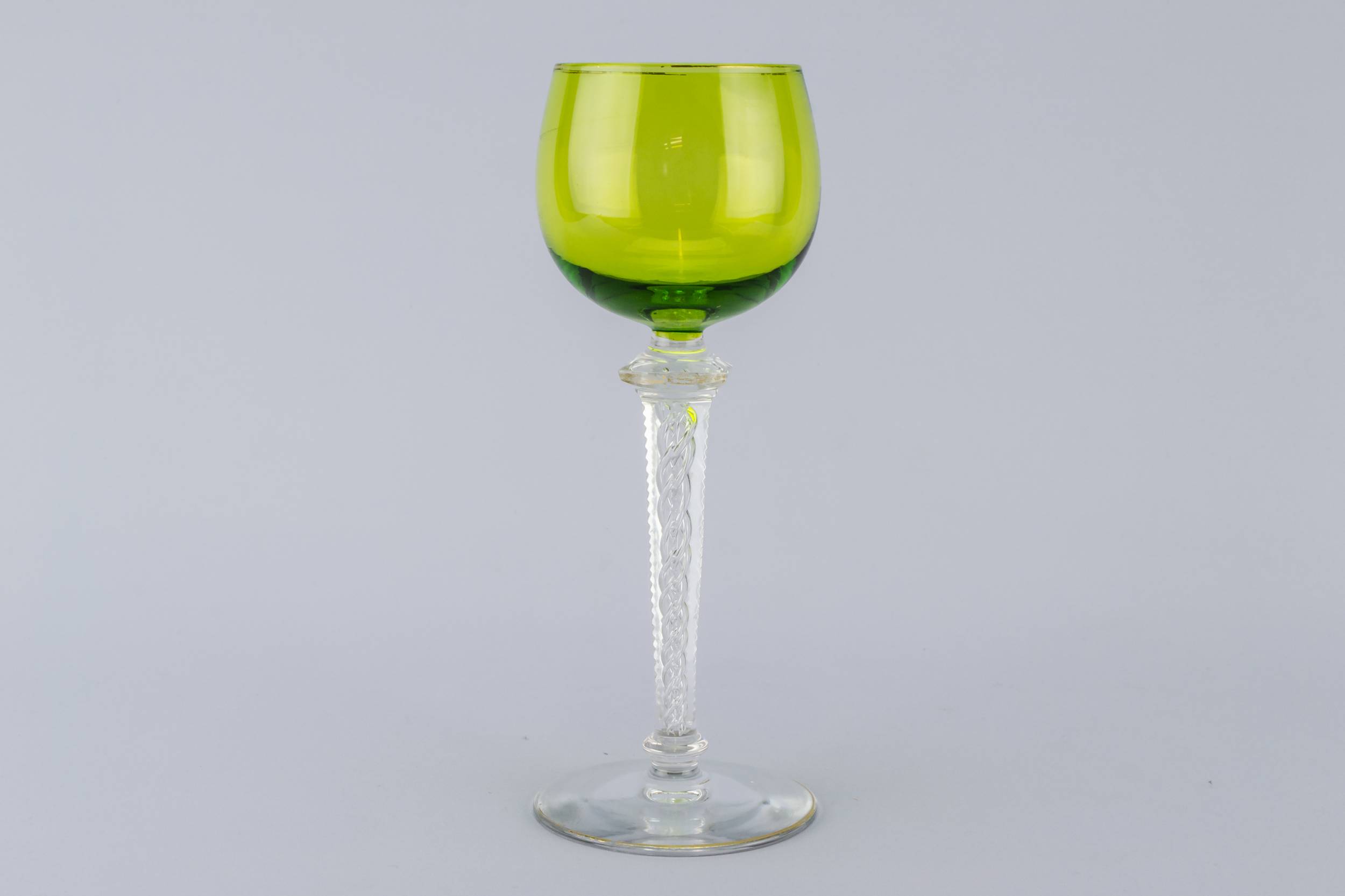 Blown Green 75 — 2 airtwist stem wine glasses 3