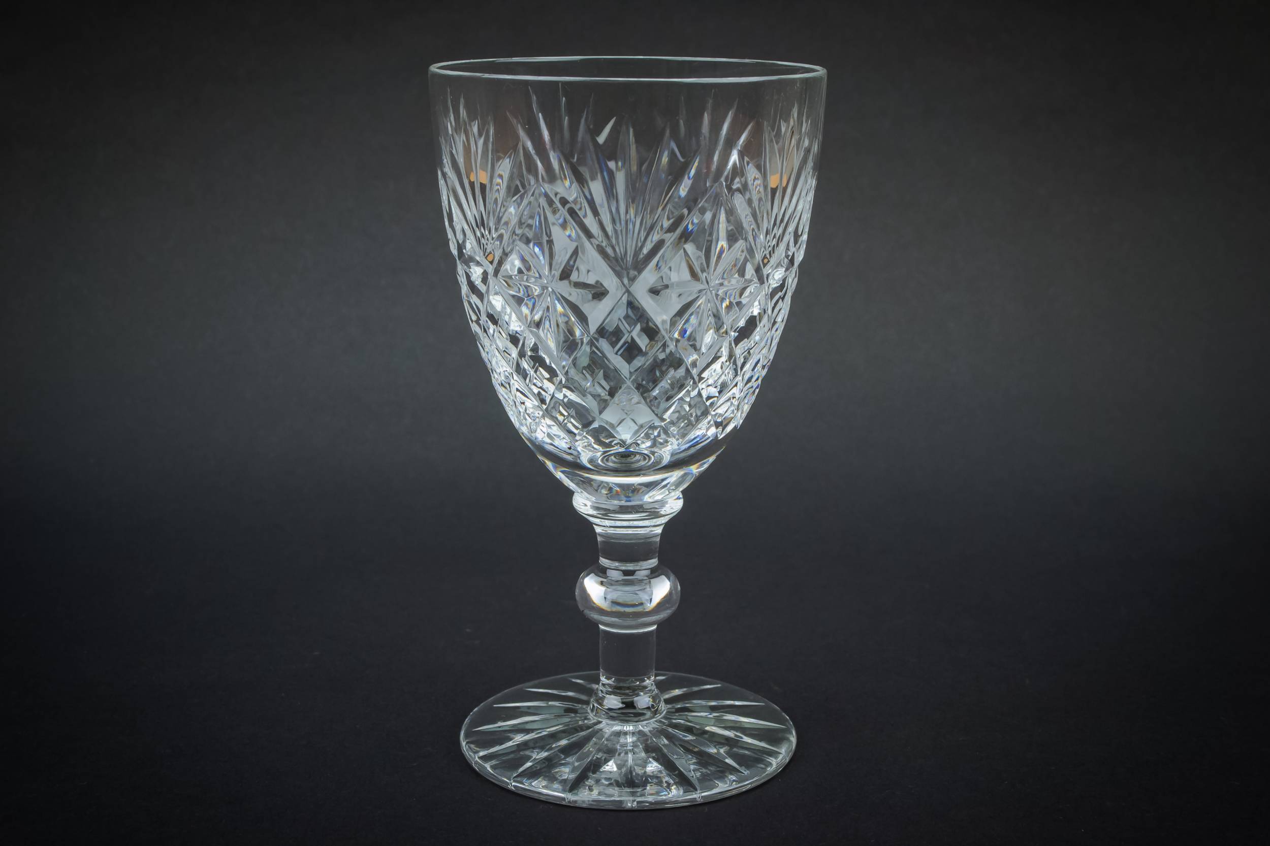 Crystal Vintage Diamond — 6 Webb Corbett wine glasses
