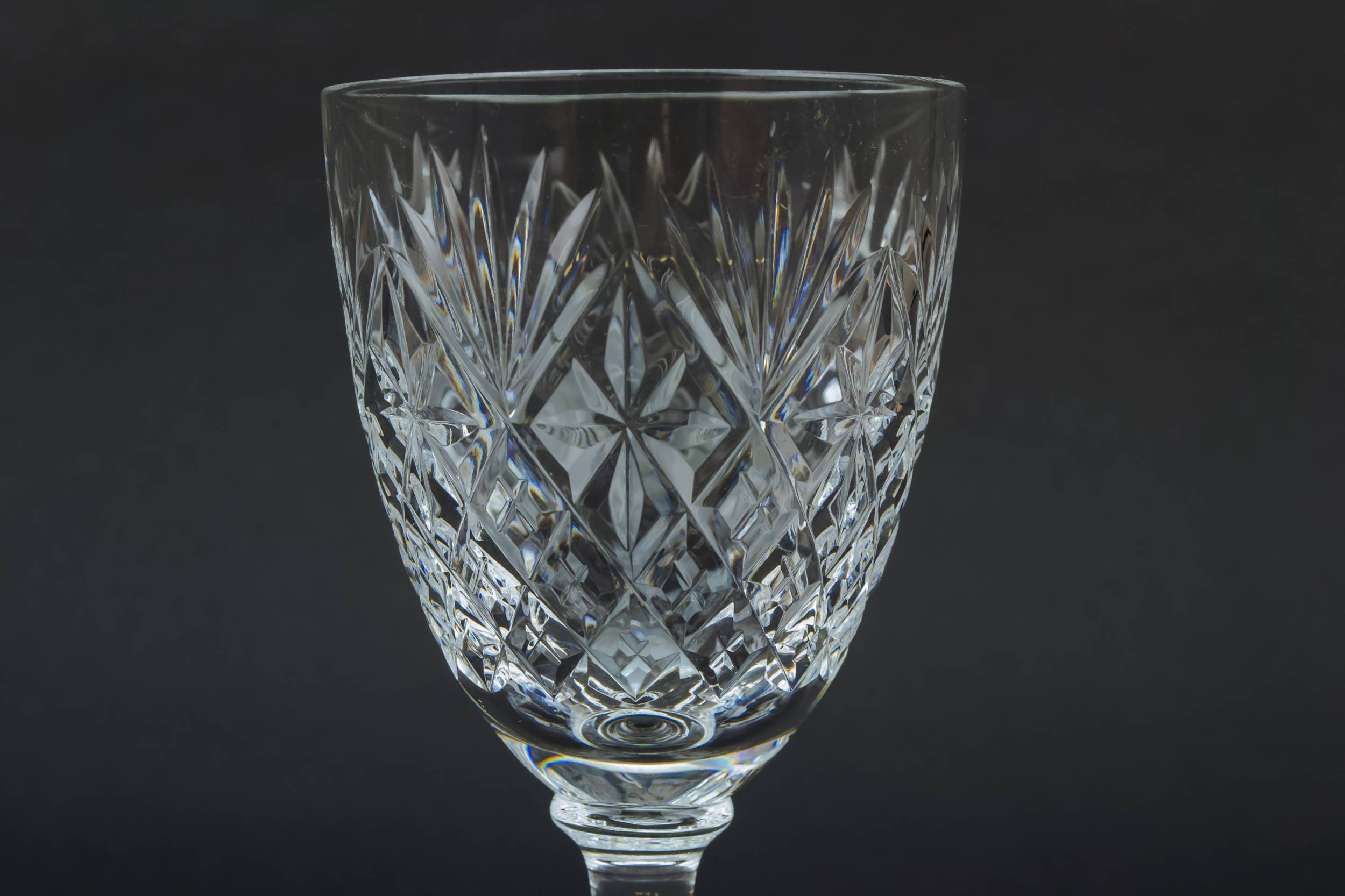 Crystal Vintage Diamond — 6 Webb Corbett wine glasses 1