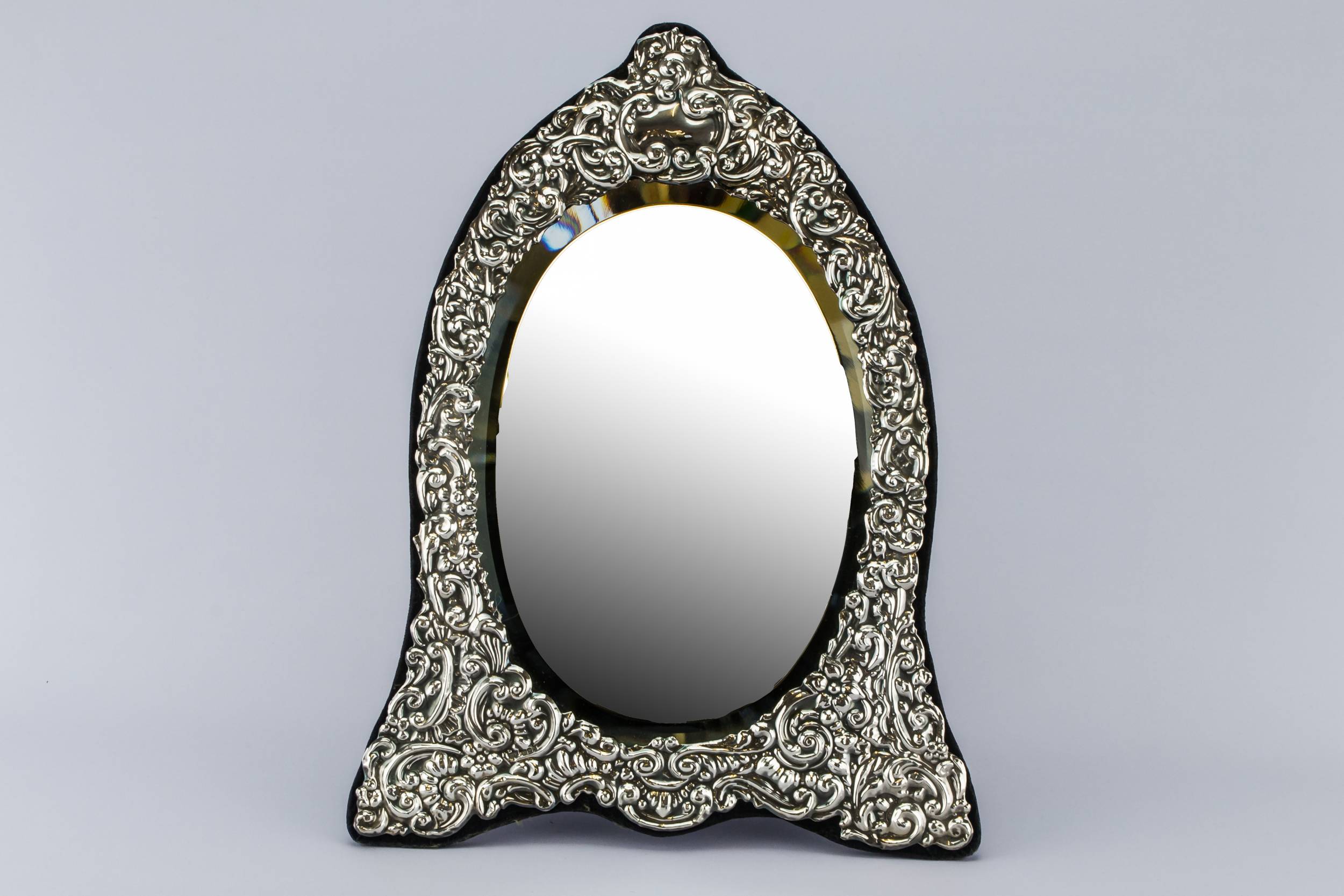 Spectacular Vintage Keyford — Sterling silver table mirror