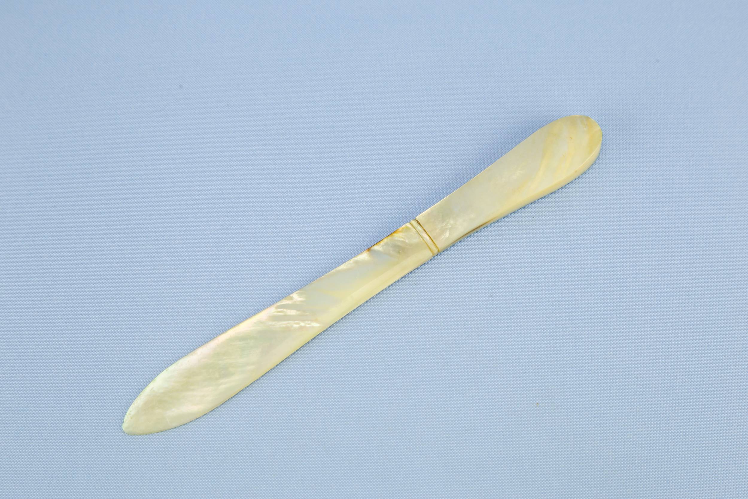 Victorian Antique Mother — Mother of pearl butter knife 1