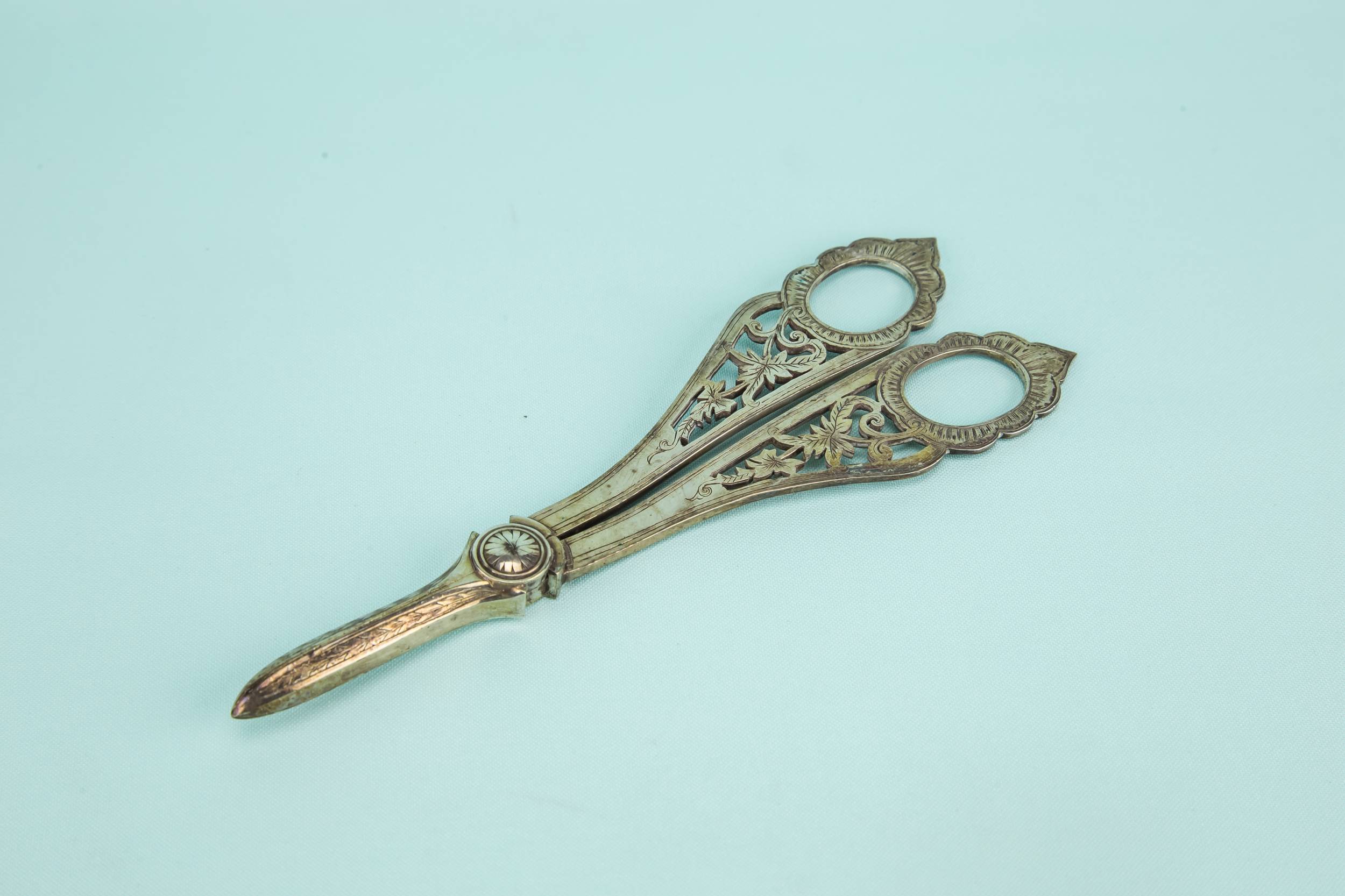 Silver Plated Victorian — Large grape shears