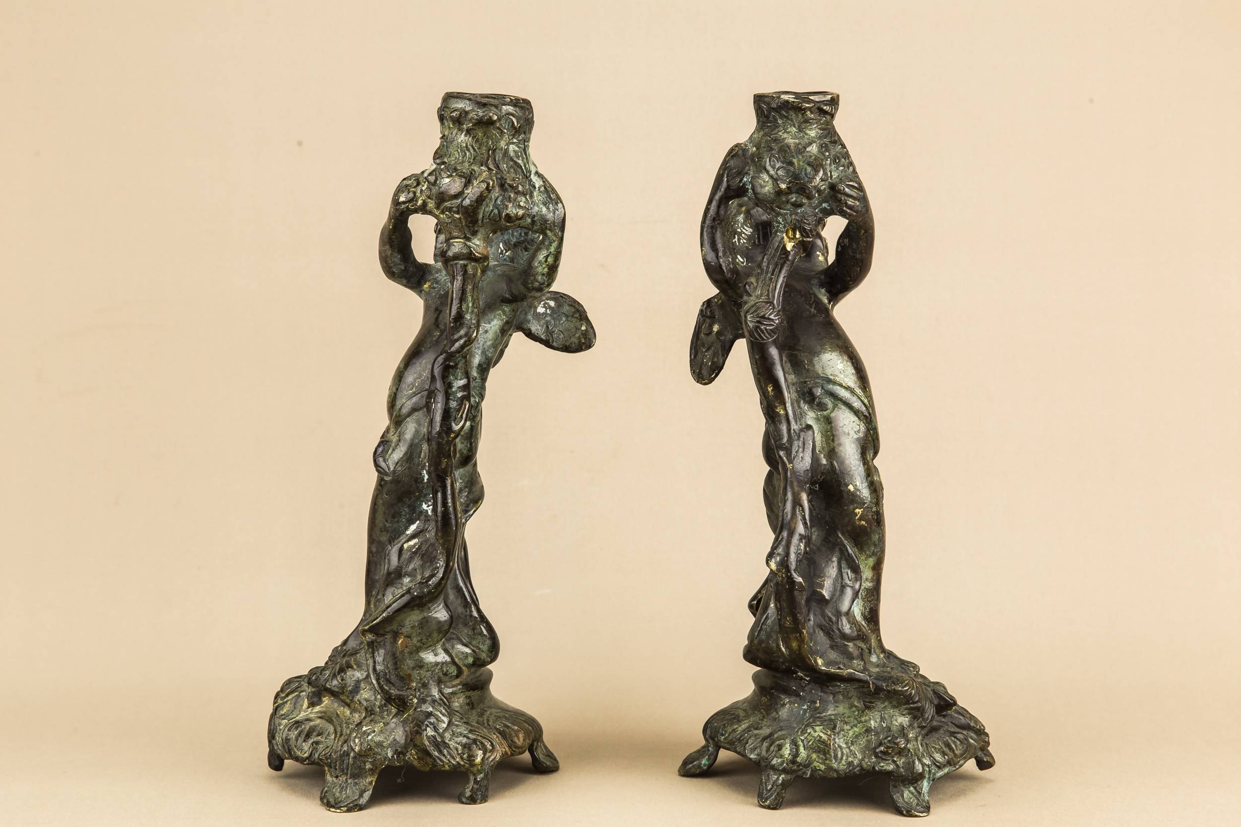 Brass Opulent Putti — 2 cherub candlesticks 2