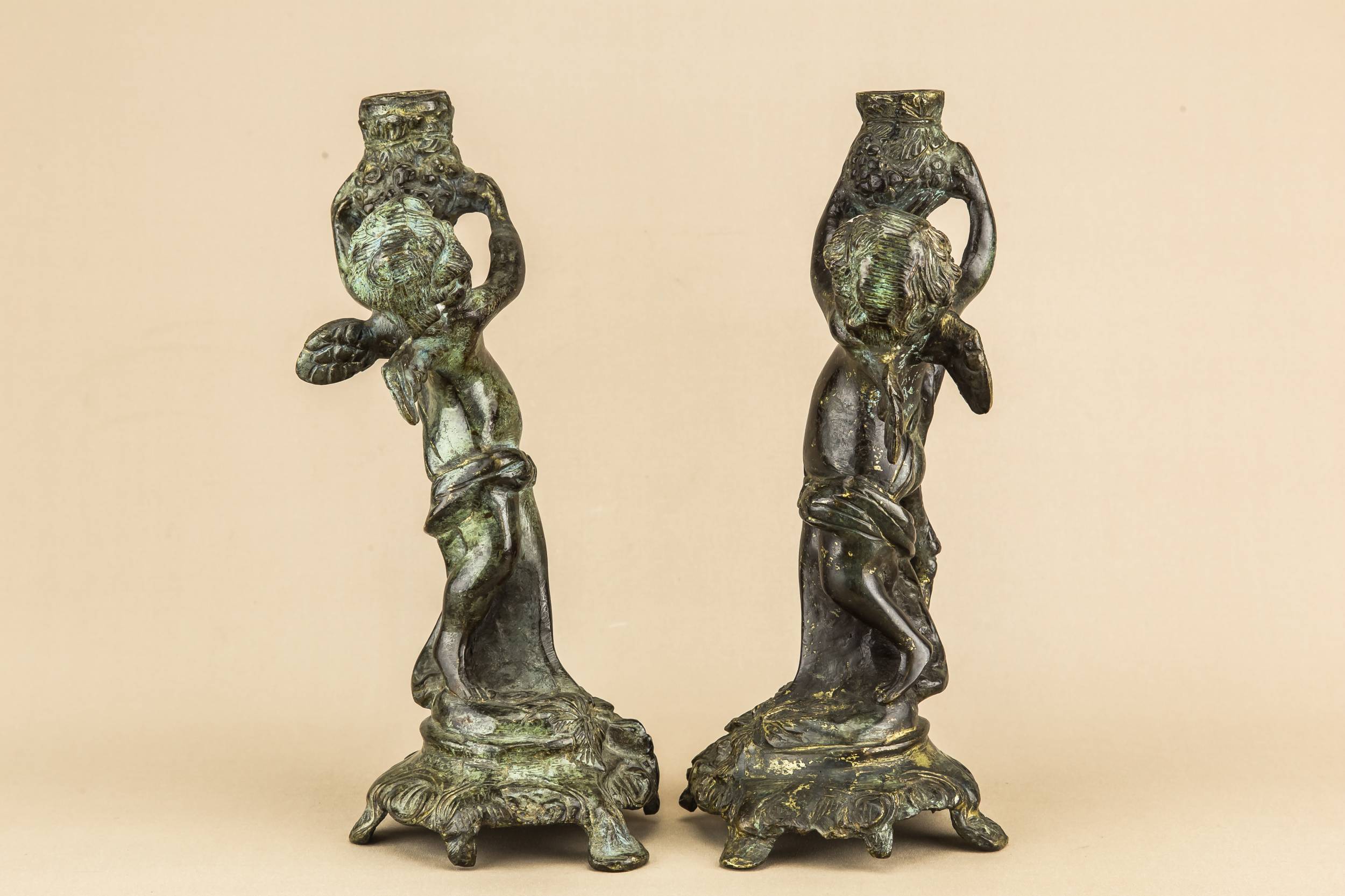 Brass Opulent Putti — 2 cherub candlesticks 4