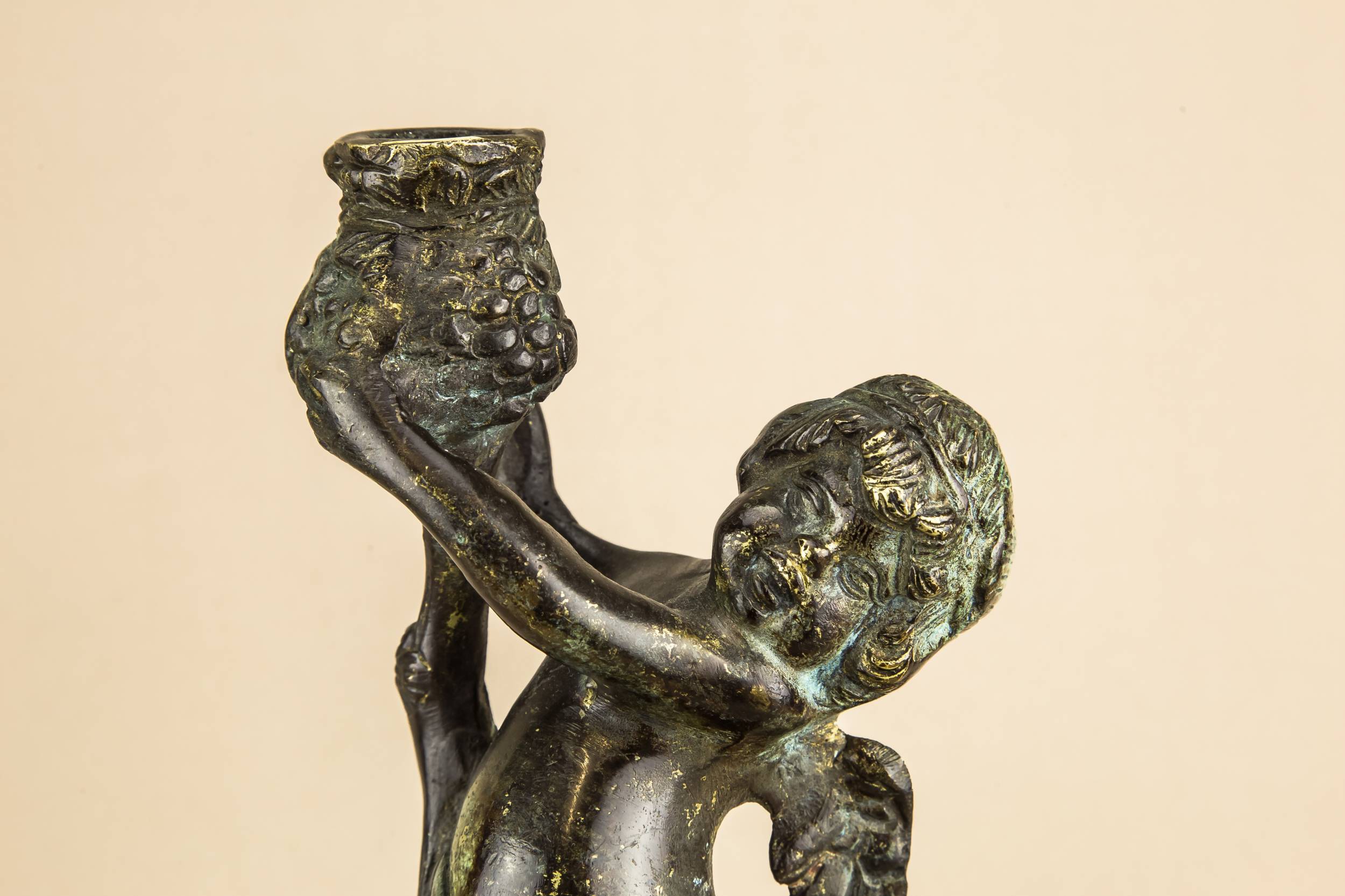 Brass Opulent Putti — 2 cherub candlesticks 6