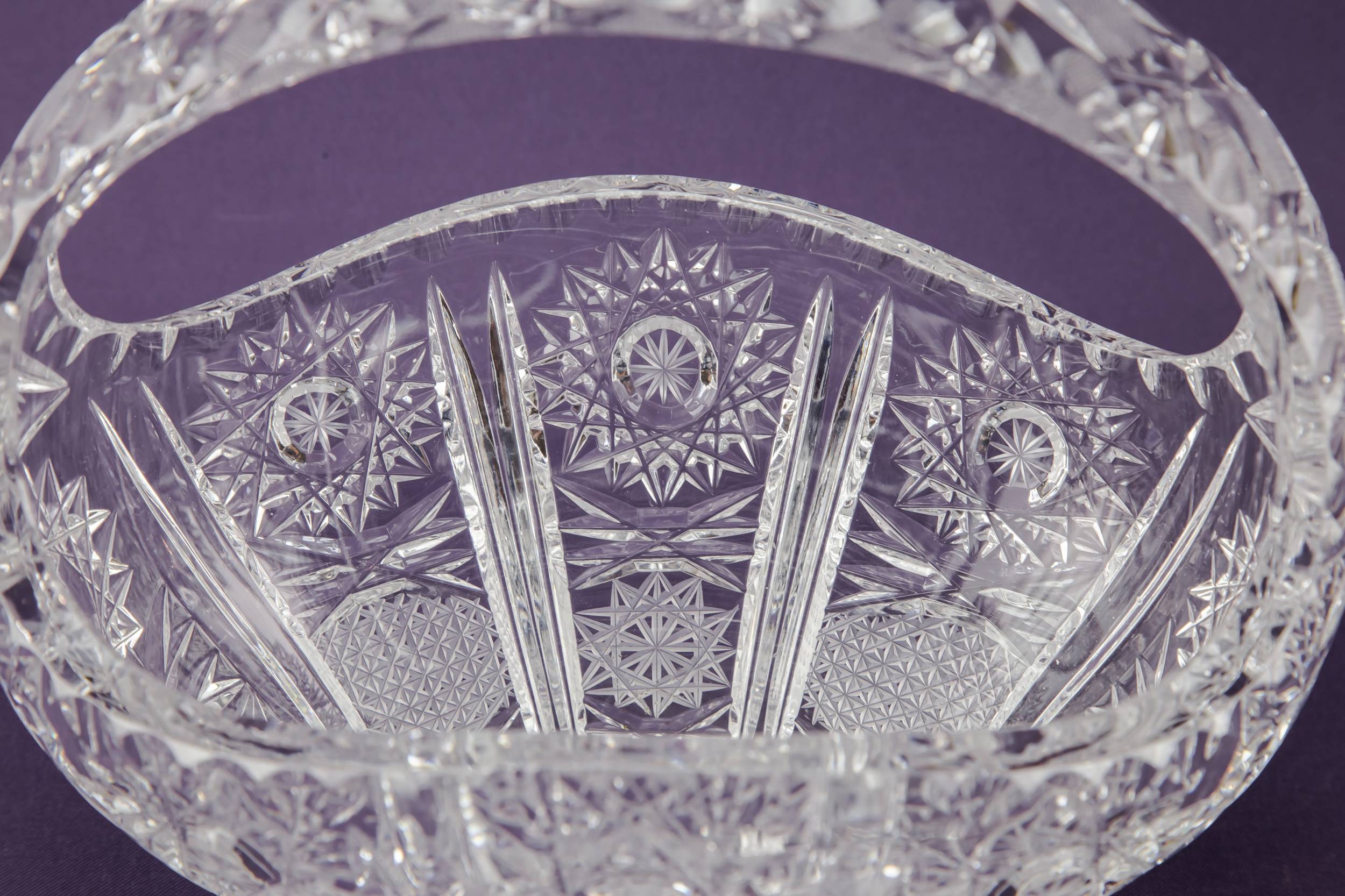 Mid-century Modern Vintage — Cut glass basket bowl 2