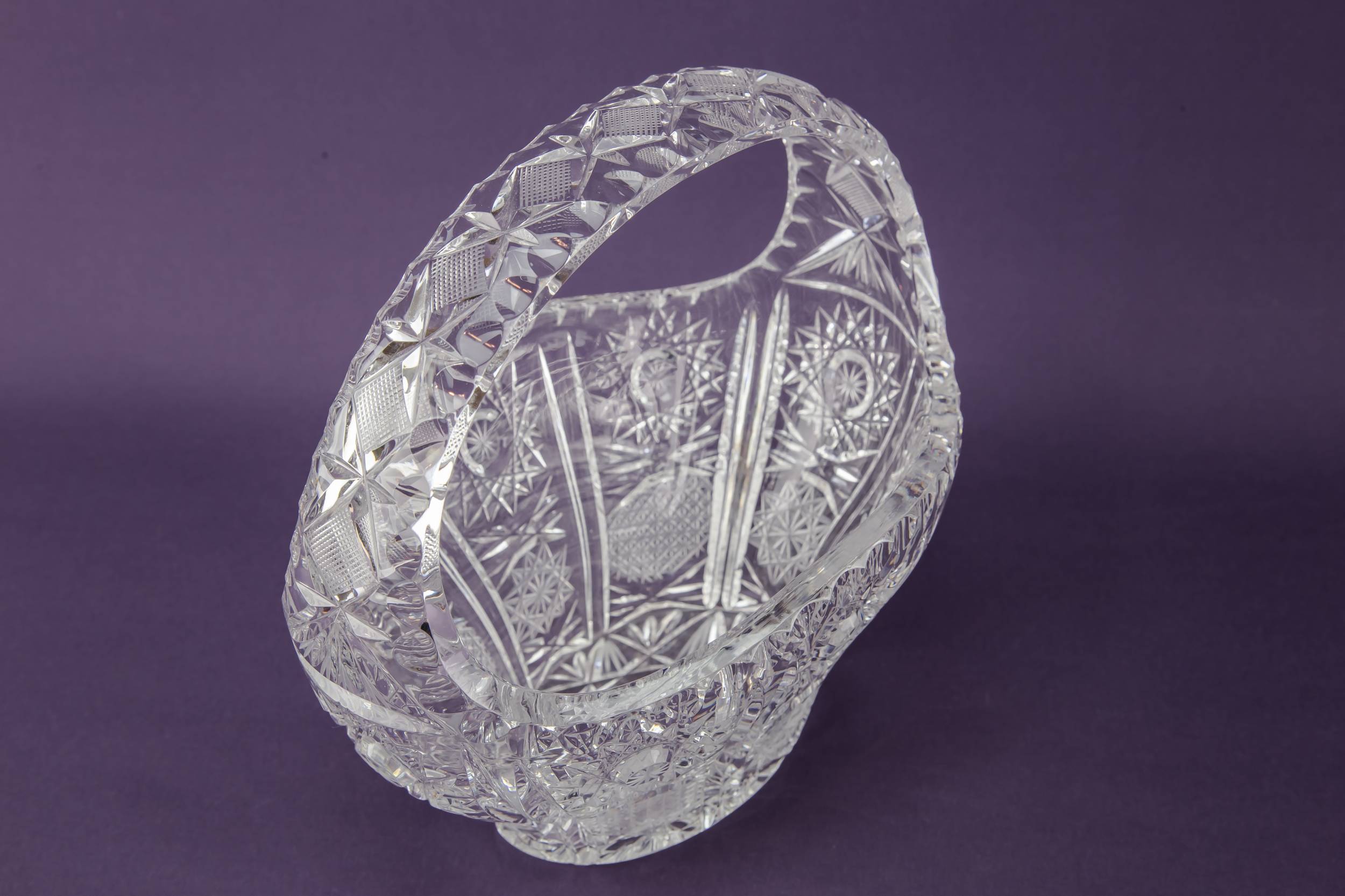Mid-century Modern Vintage — Cut glass basket bowl 3
