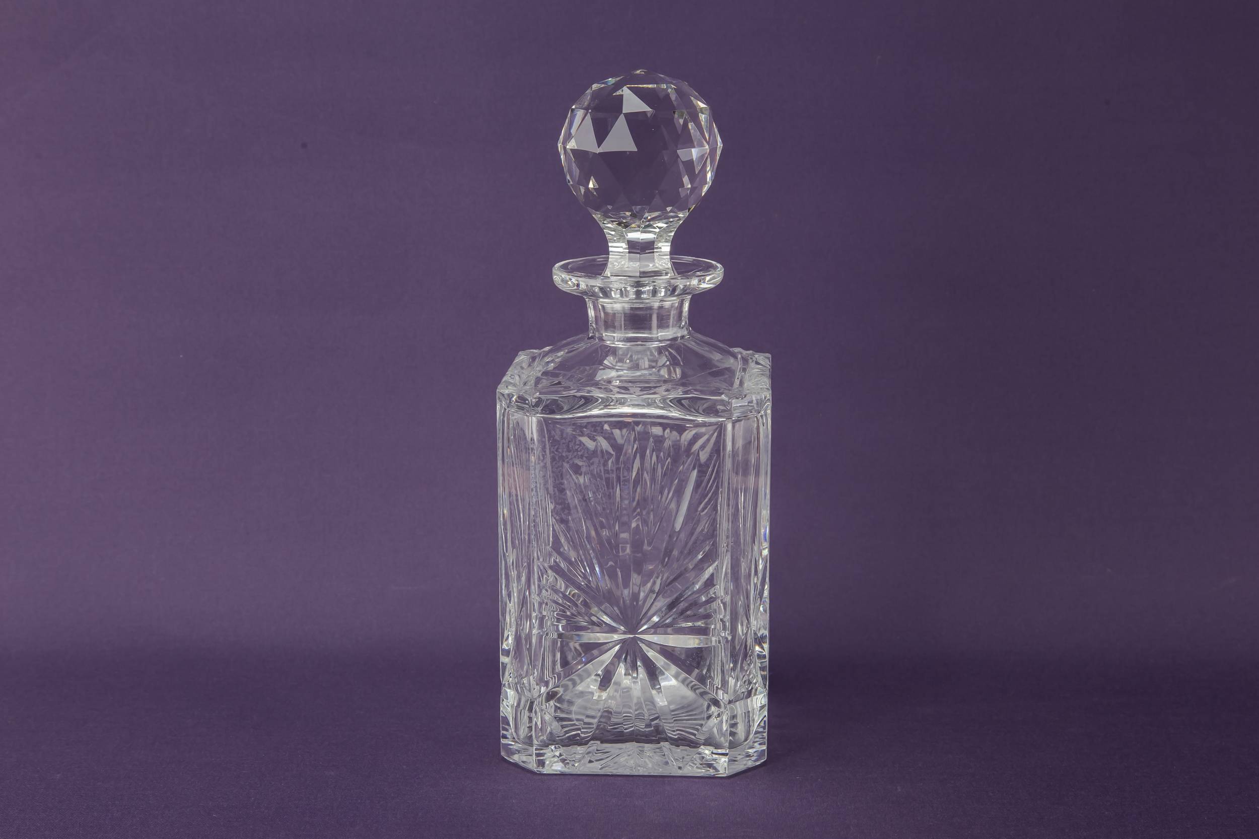 Vintage Cut Glass — Square cut glass decanter